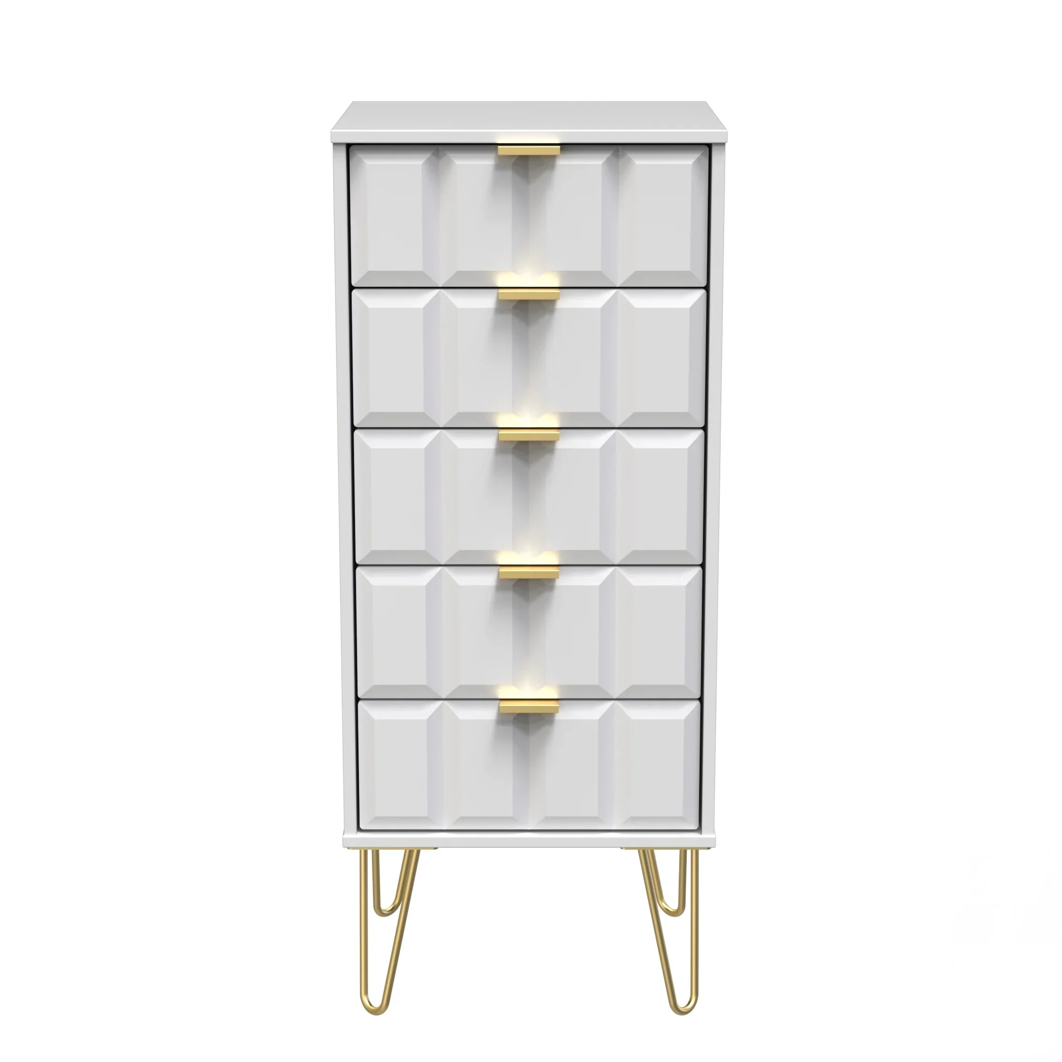 Hanover Ready Assembled 5 Drawer Tallboy in White Matt