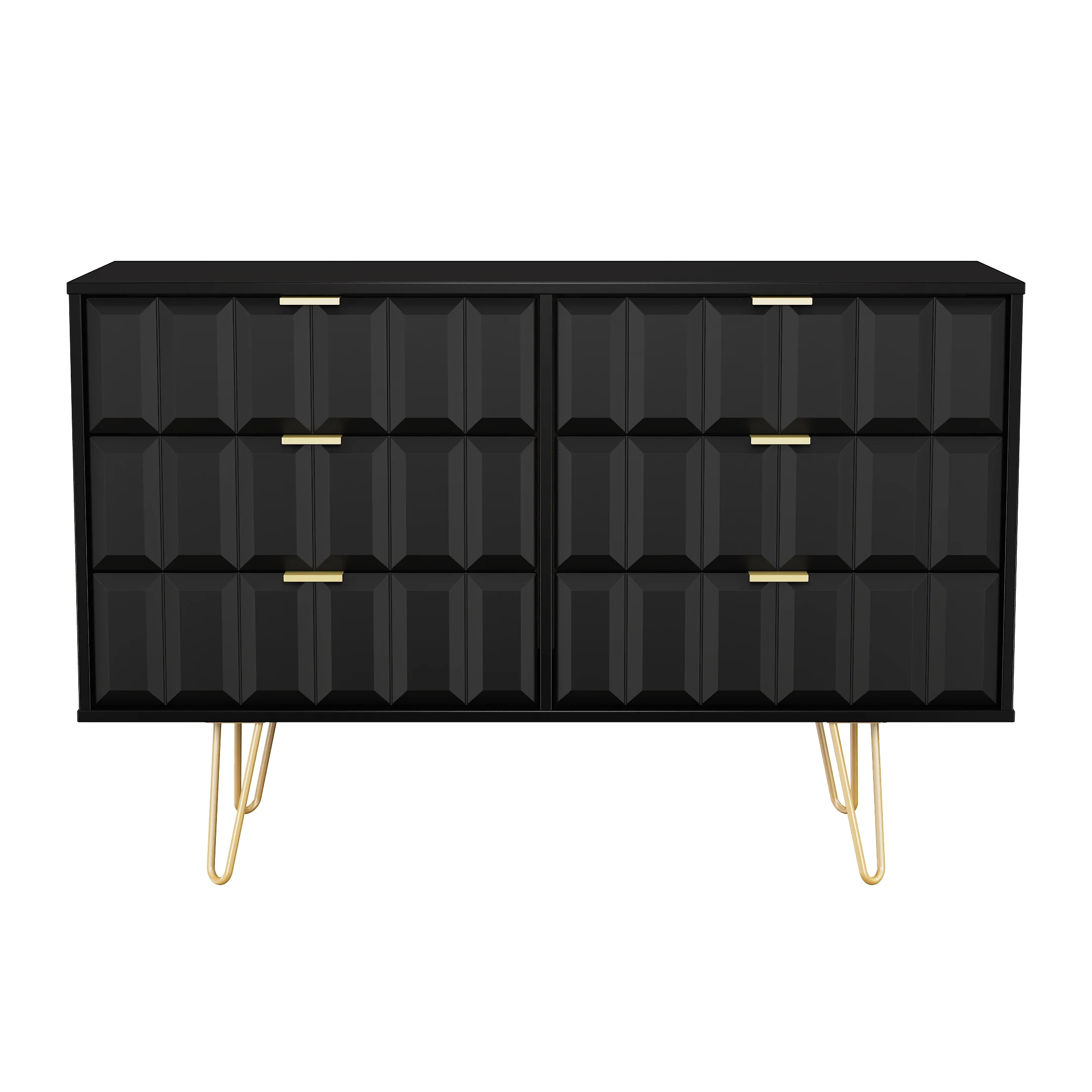 Hanover Ready Assembled 6 Drawer Wide Chest in Deep Black & Black Matt - Image 2
