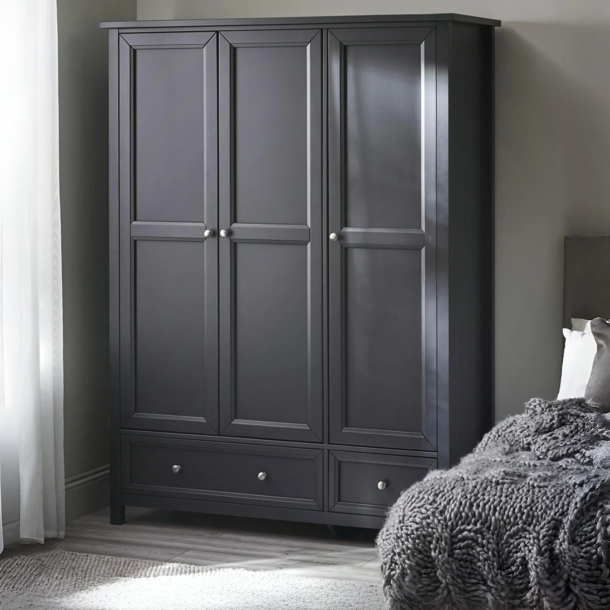 HARBOR 3 DOOR COMBINATION WARDROBE - ANTHRACITE