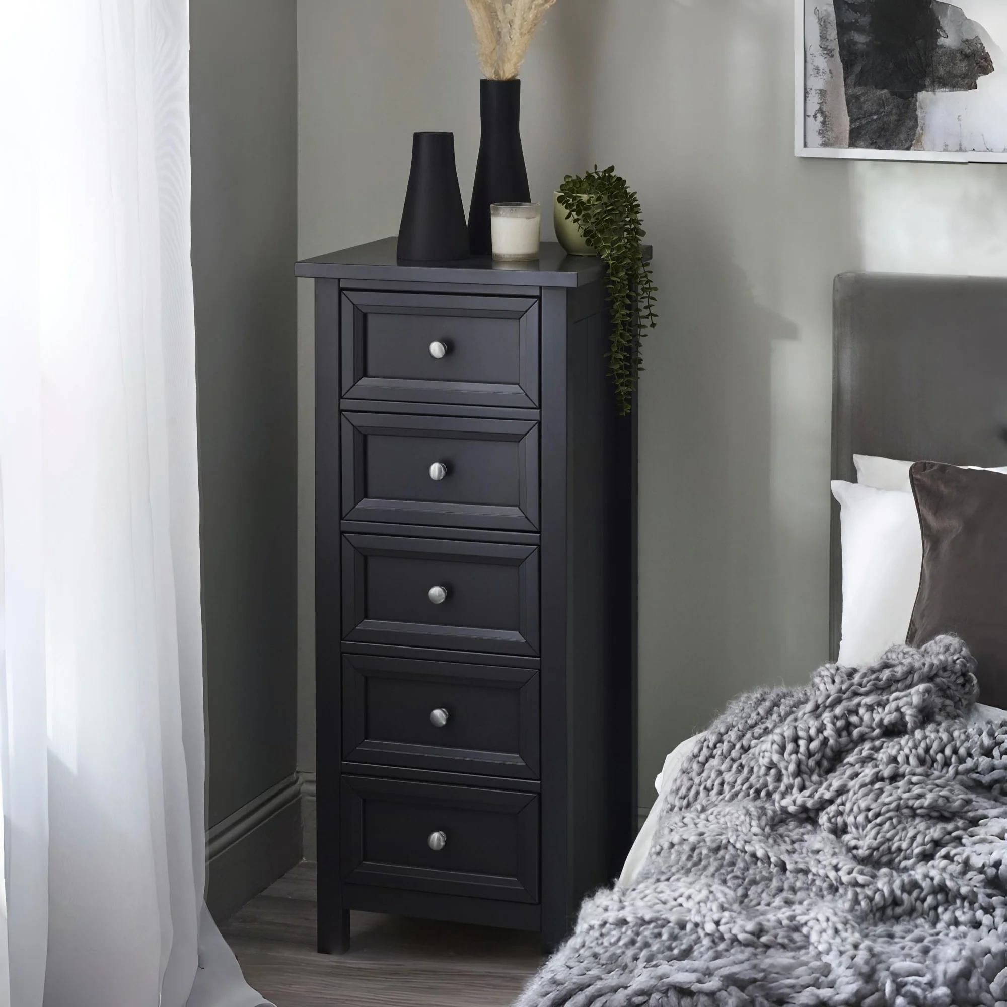 HARBOR 5 DRAWER TALL CHEST - ANTHRACITE
