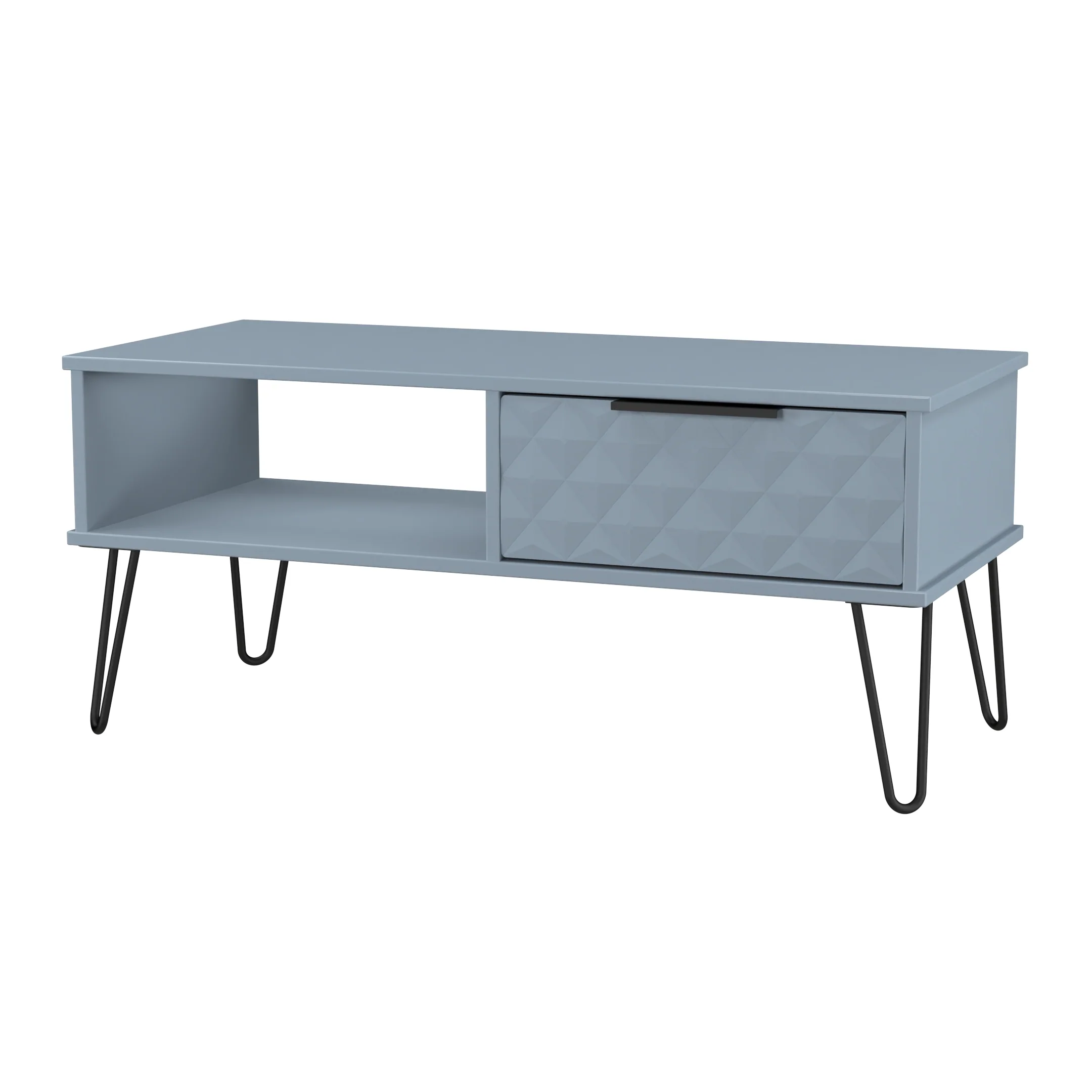 Harlequin 1 Drawer Coffee Table in Denim Blue - Ready Assembled - Image 4