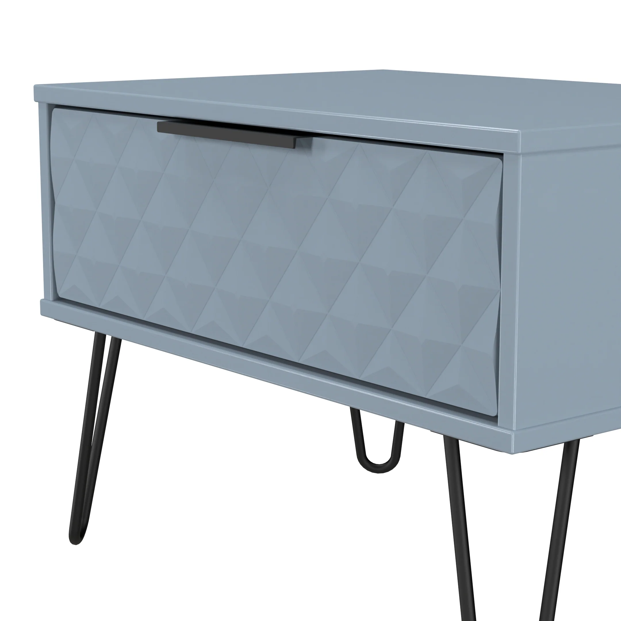 Harlequin 1 Drawer Wide Side Table in Denim Blue - Ready Assembled - Image 5