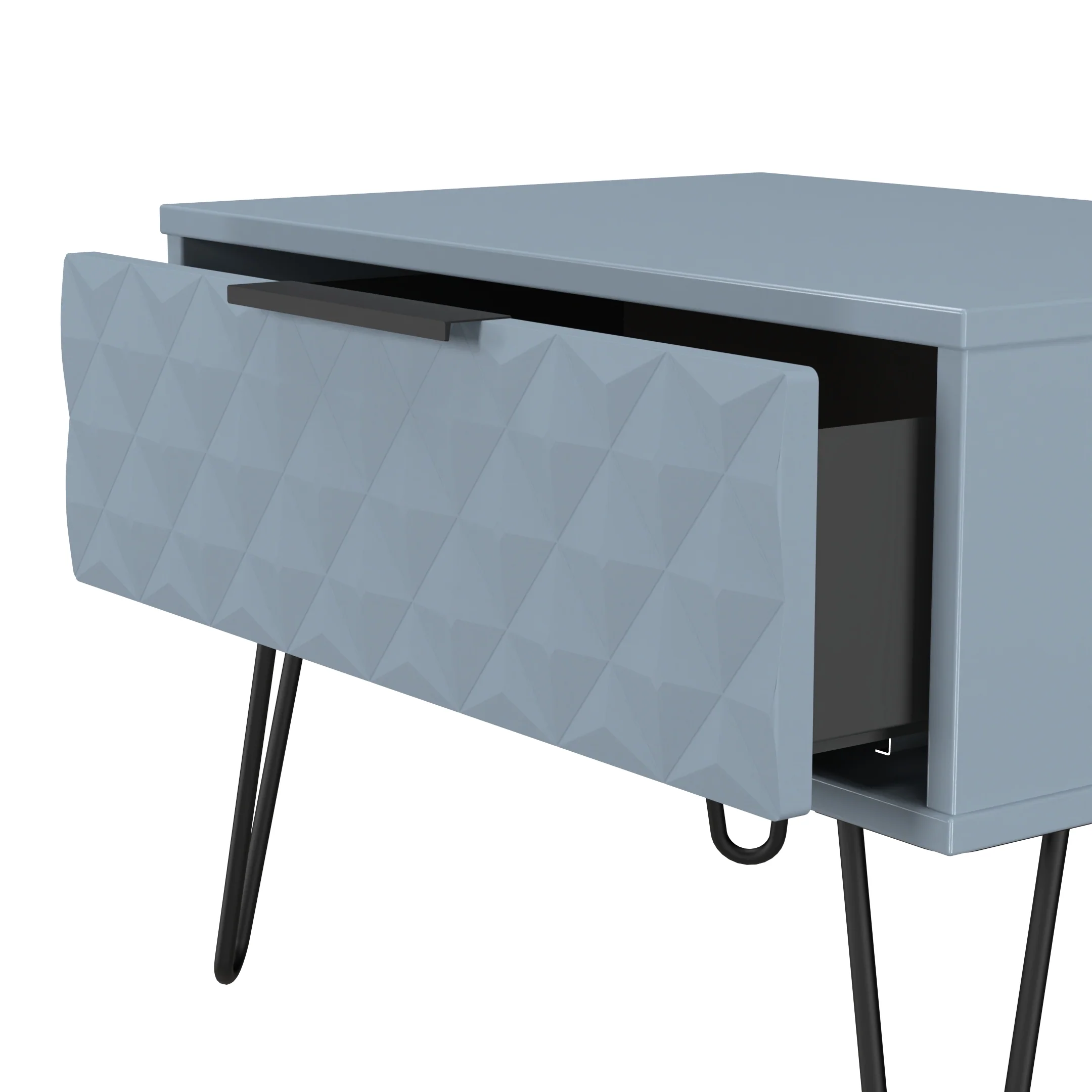 Harlequin 1 Drawer Wide Side Table in Denim Blue - Ready Assembled - Image 6