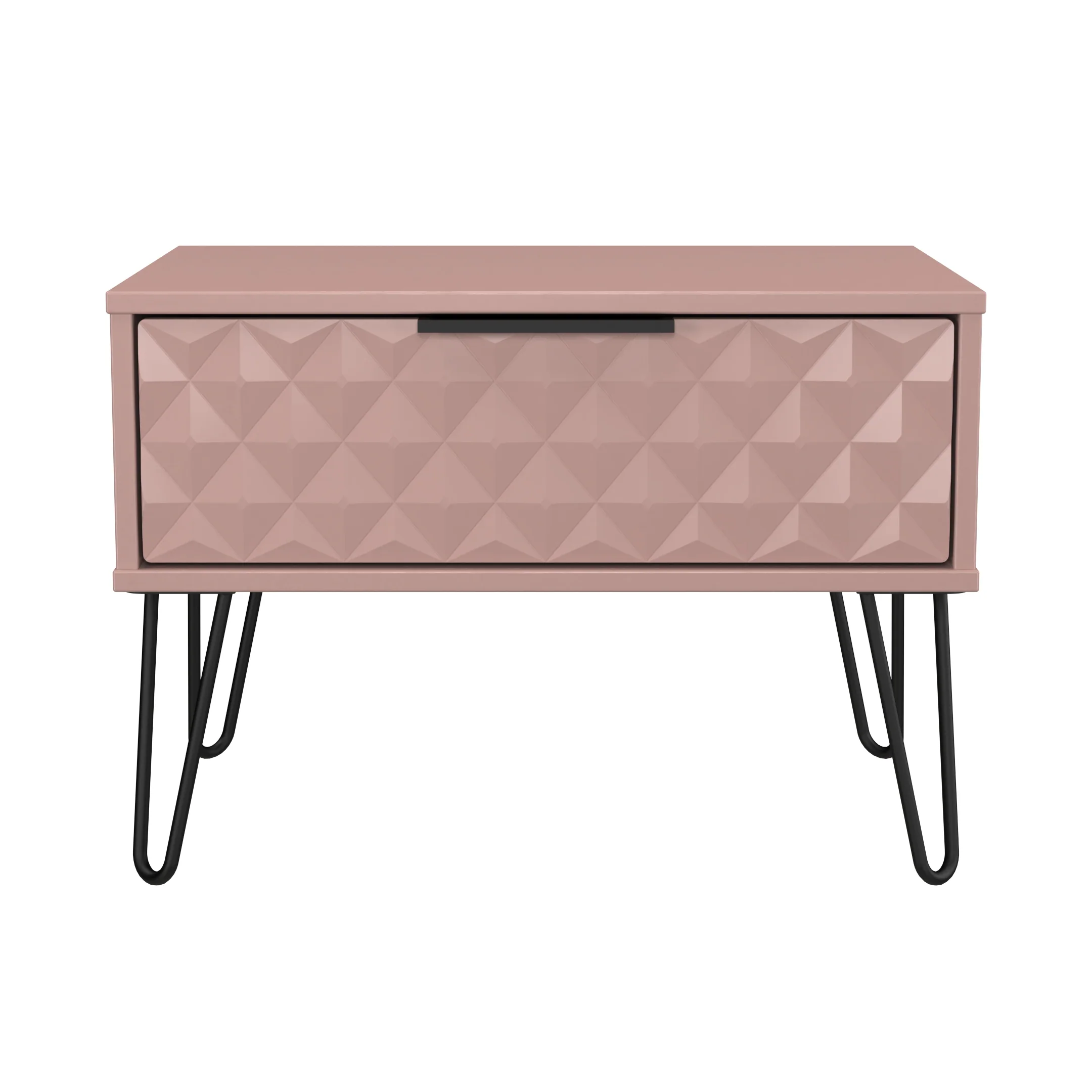 Harlequin 1 Drawer Wide Side Table in Kobe Pink - Ready Assembled - Image 2