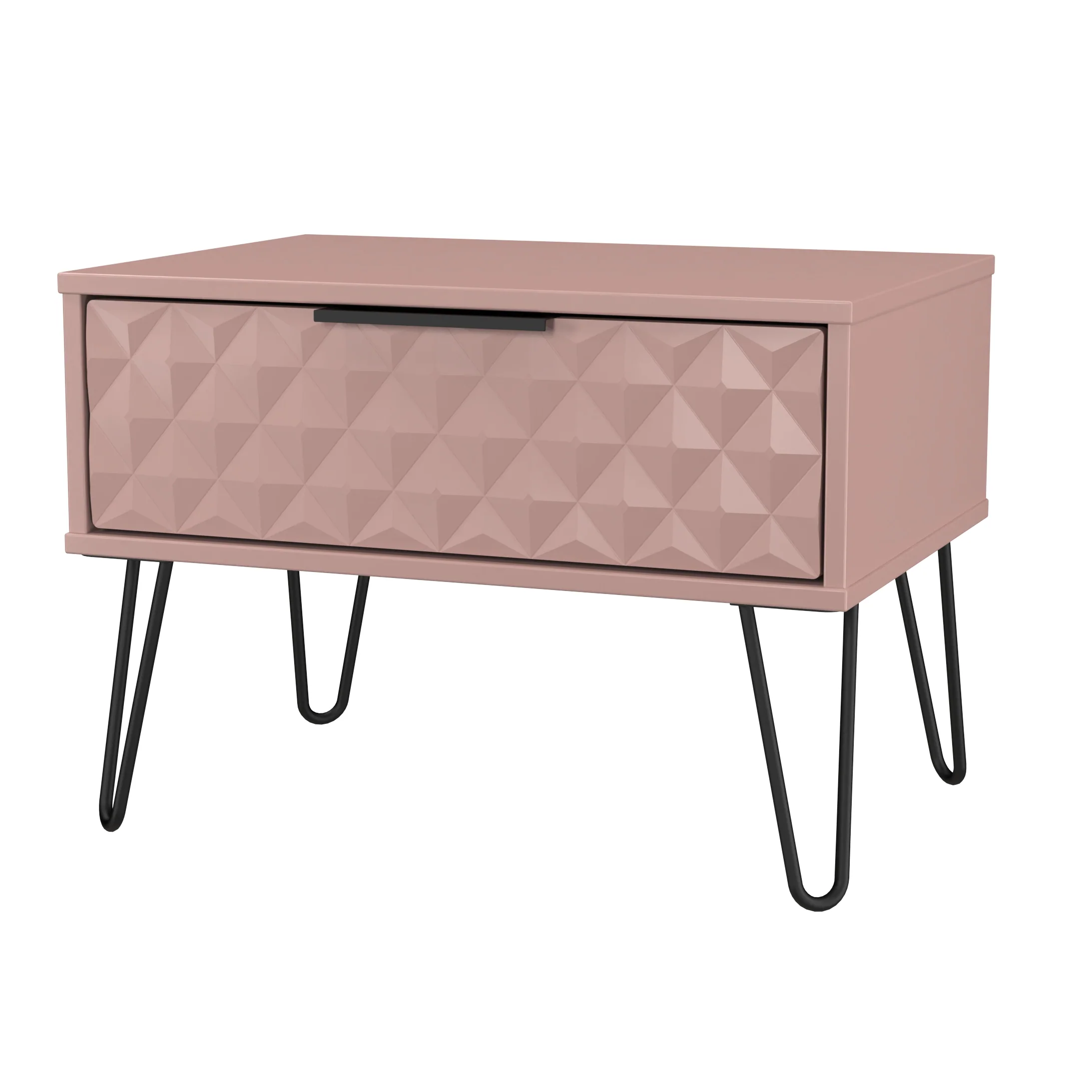 Harlequin 1 Drawer Wide Side Table in Kobe Pink - Ready Assembled - Image 4