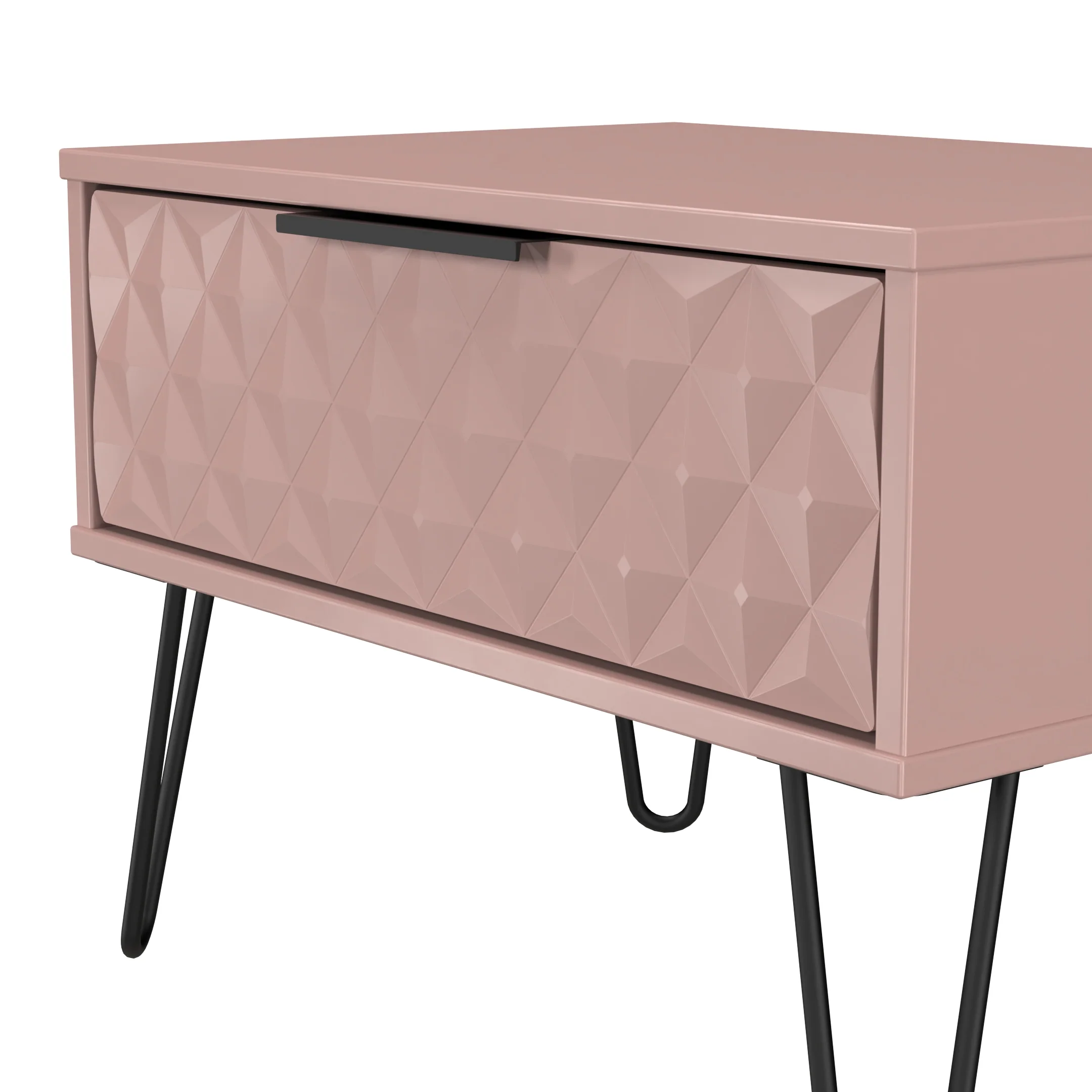 Harlequin 1 Drawer Wide Side Table in Kobe Pink - Ready Assembled - Image 5