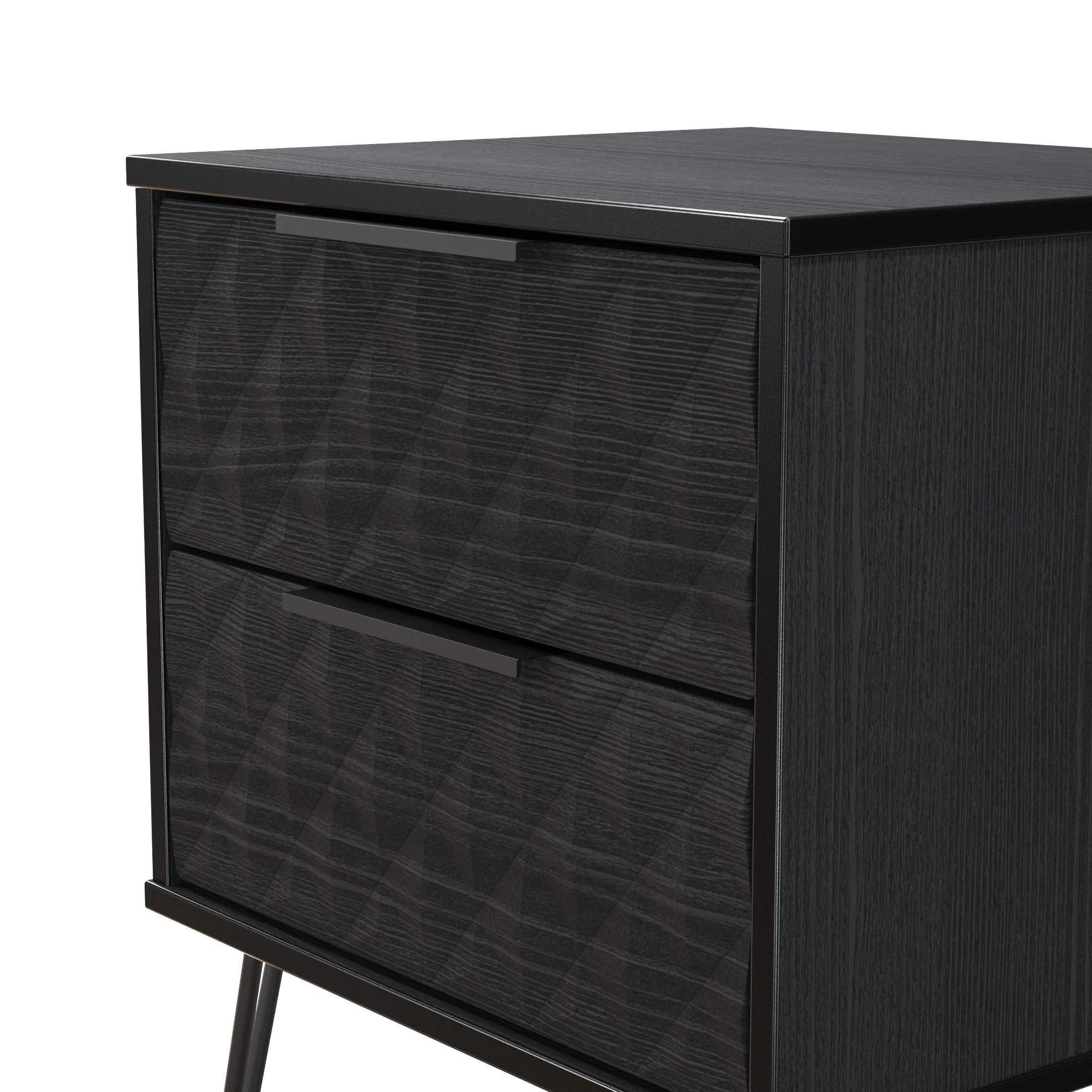 Harlequin 2 Drawer Bedside in Black Ash - Ready Assembled - Image 4