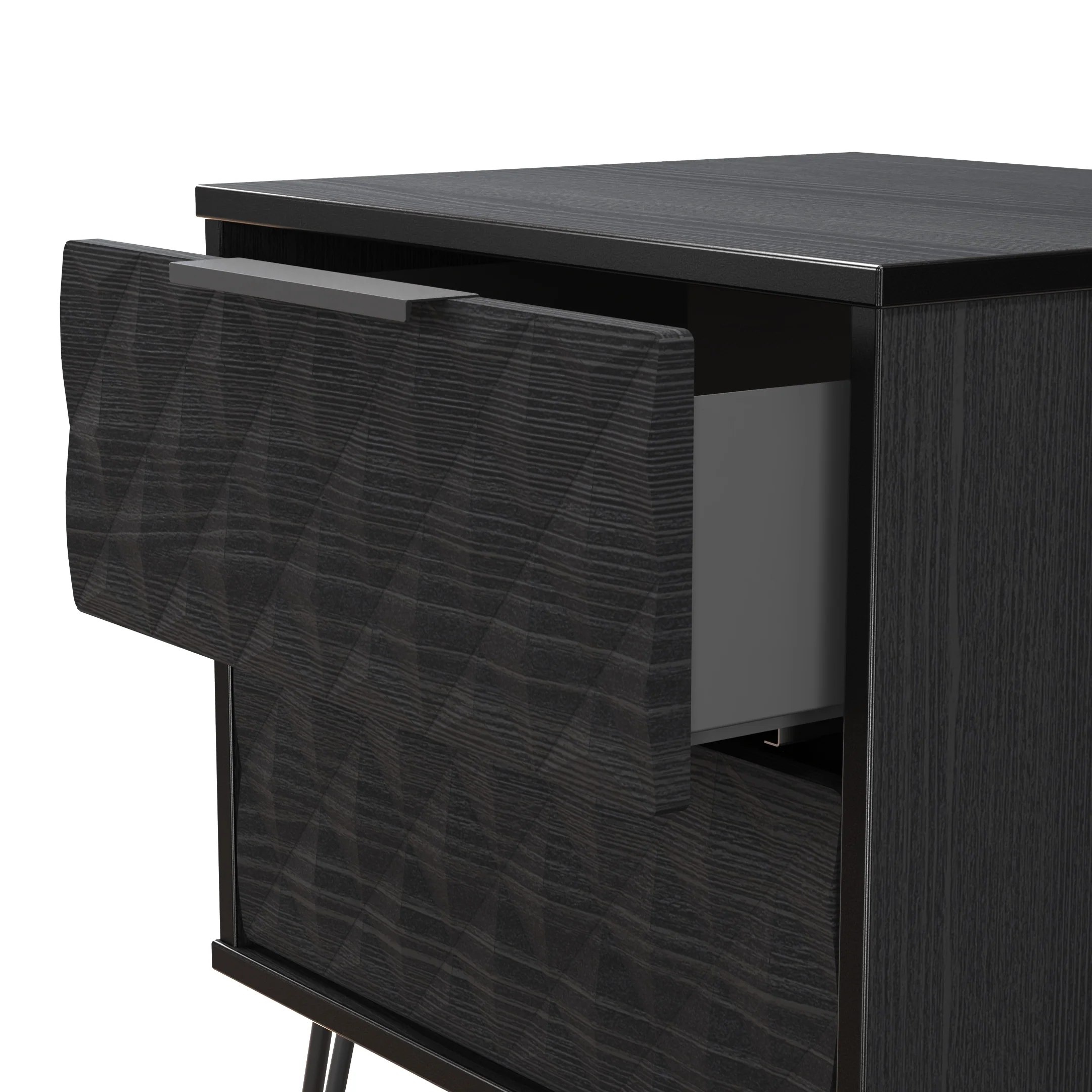 Harlequin 2 Drawer Bedside in Black Ash - Ready Assembled - Image 5