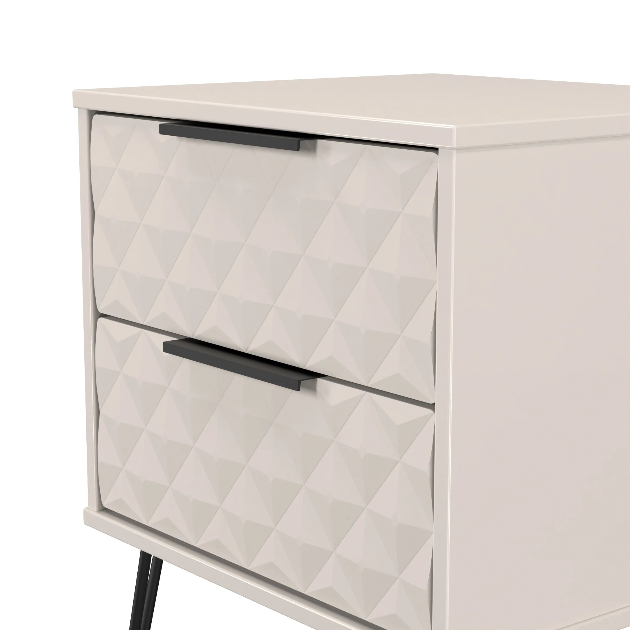 Harlequin 2 Drawer Bedside in Kashmir Matt - Ready Assembled - Image 4