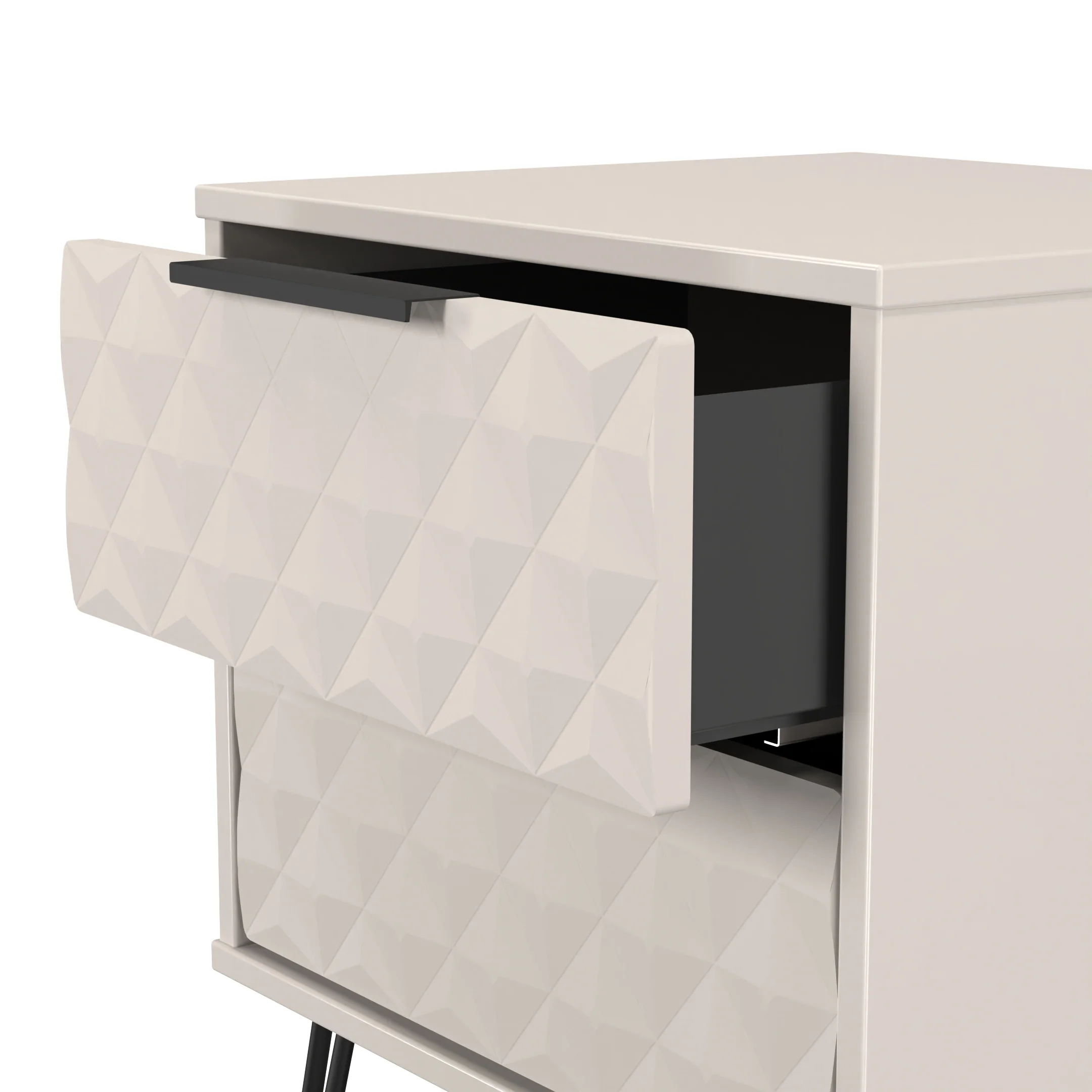 Harlequin 2 Drawer Bedside in Kashmir Matt - Ready Assembled - Image 5