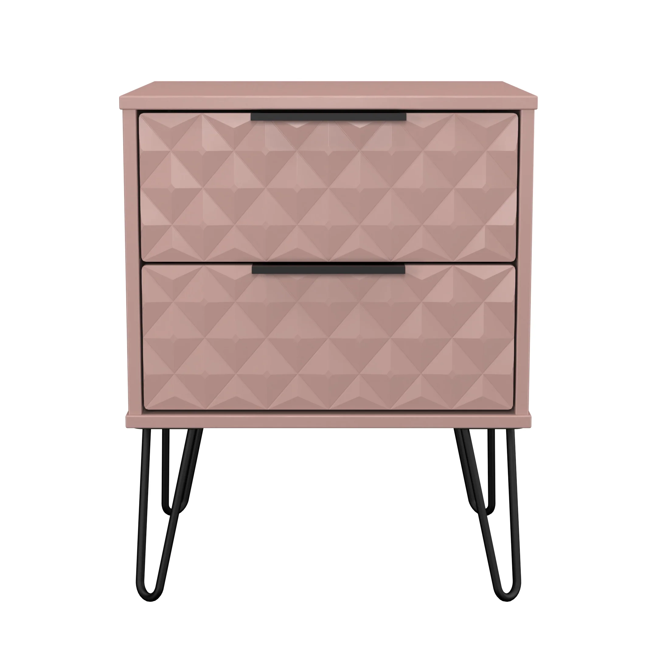 Harlequin 2 Drawer Bedside in Kobe Pink - Ready Assembled - Image 2