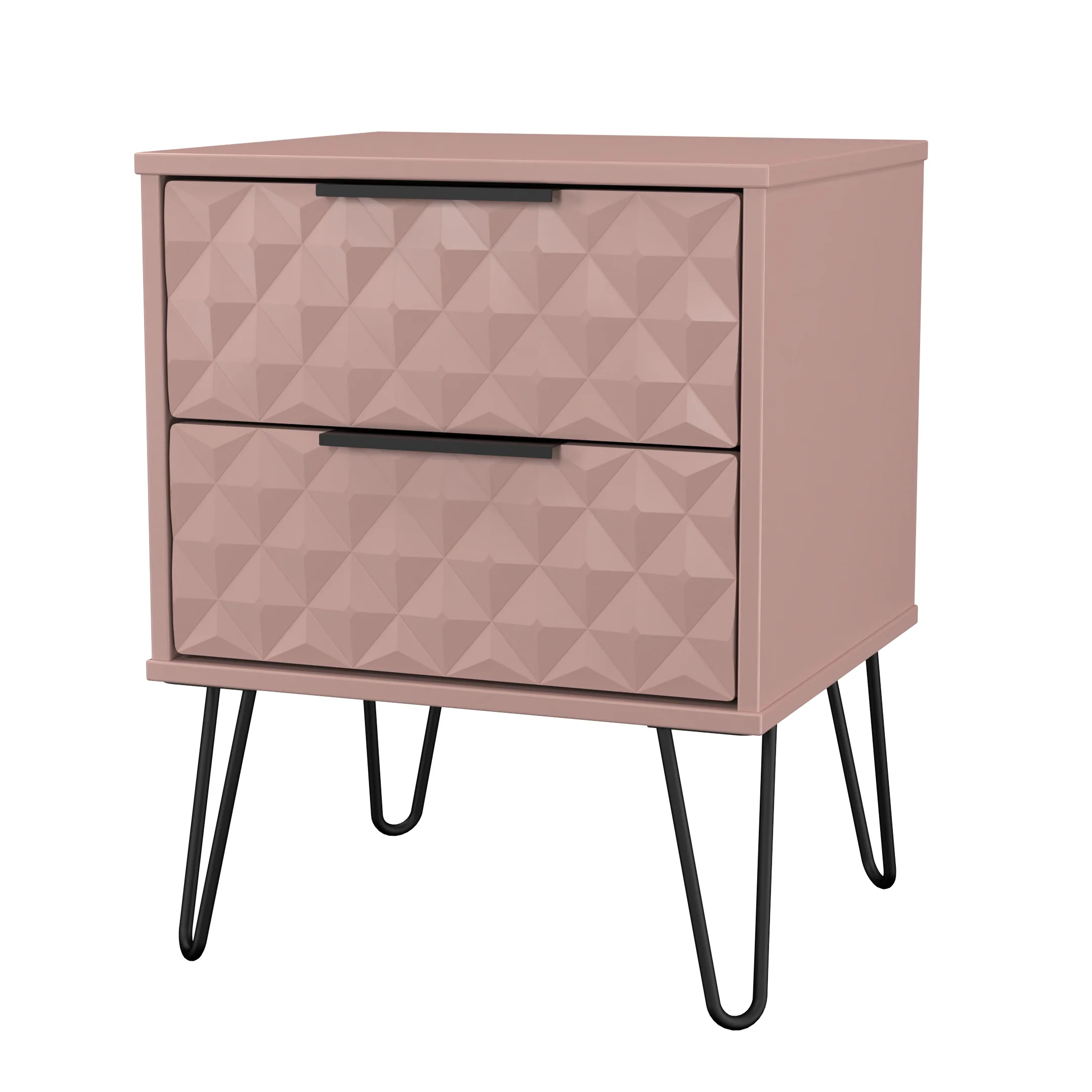 Harlequin 2 Drawer Bedside in Kobe Pink - Ready Assembled - Image 4