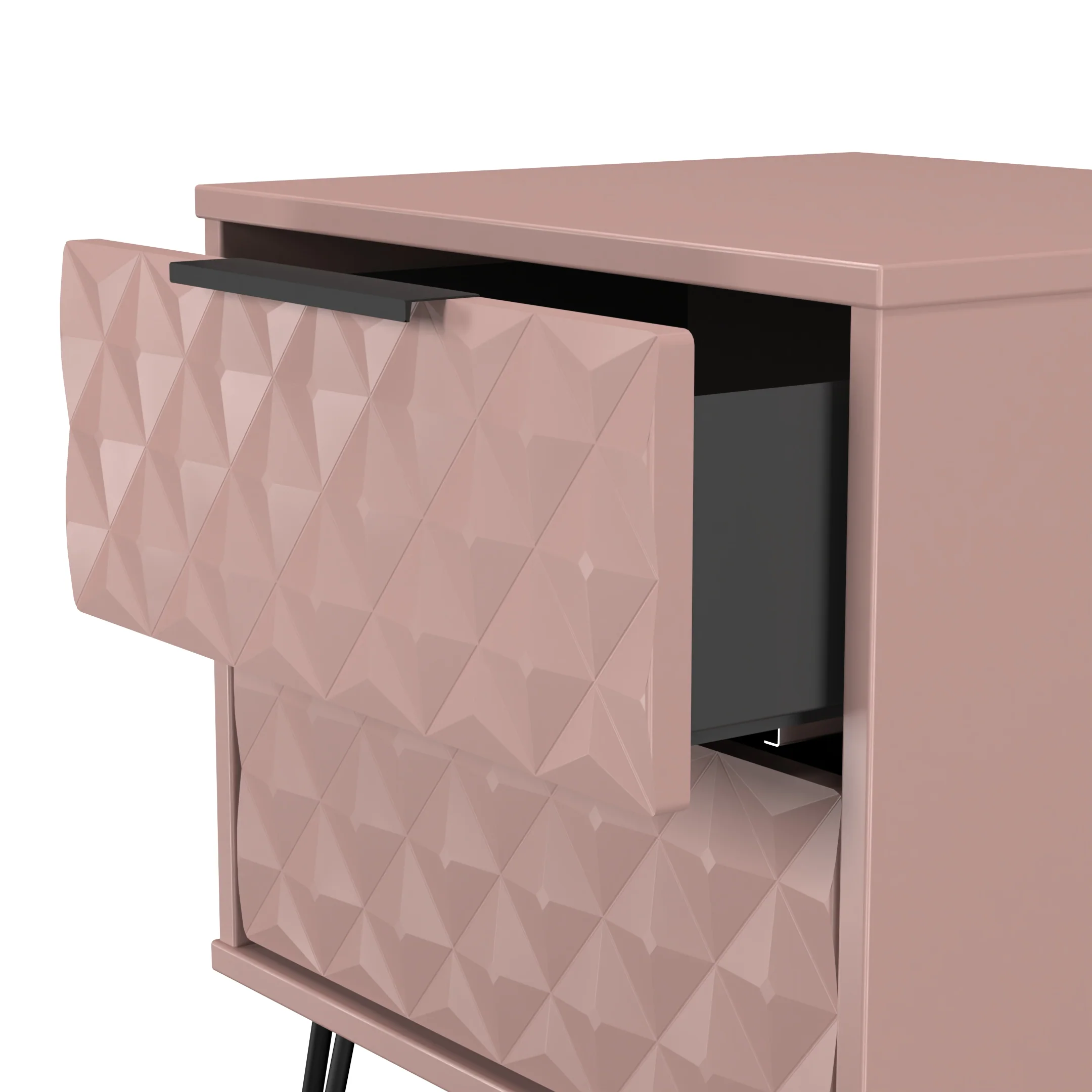 Harlequin 2 Drawer Bedside in Kobe Pink - Ready Assembled - Image 6