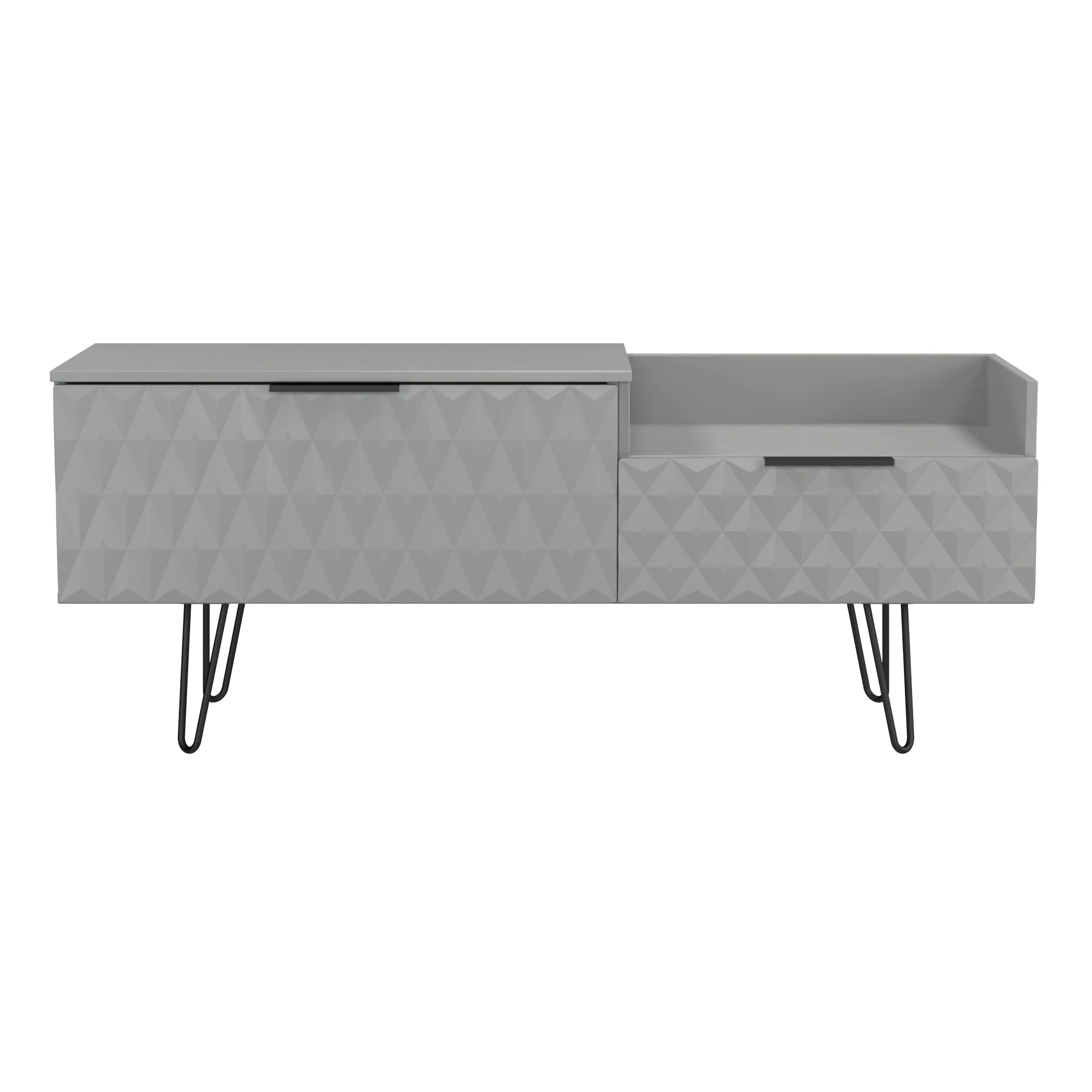 Harlequin 2 Drawer Coffee TV Unit in Dusk Grey - Ready Assembled - Image 2