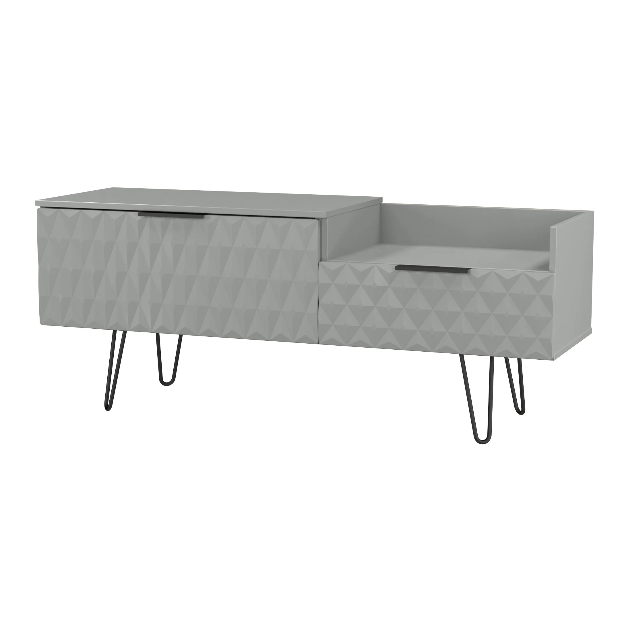 Harlequin 2 Drawer Coffee TV Unit in Dusk Grey - Ready Assembled - Image 4