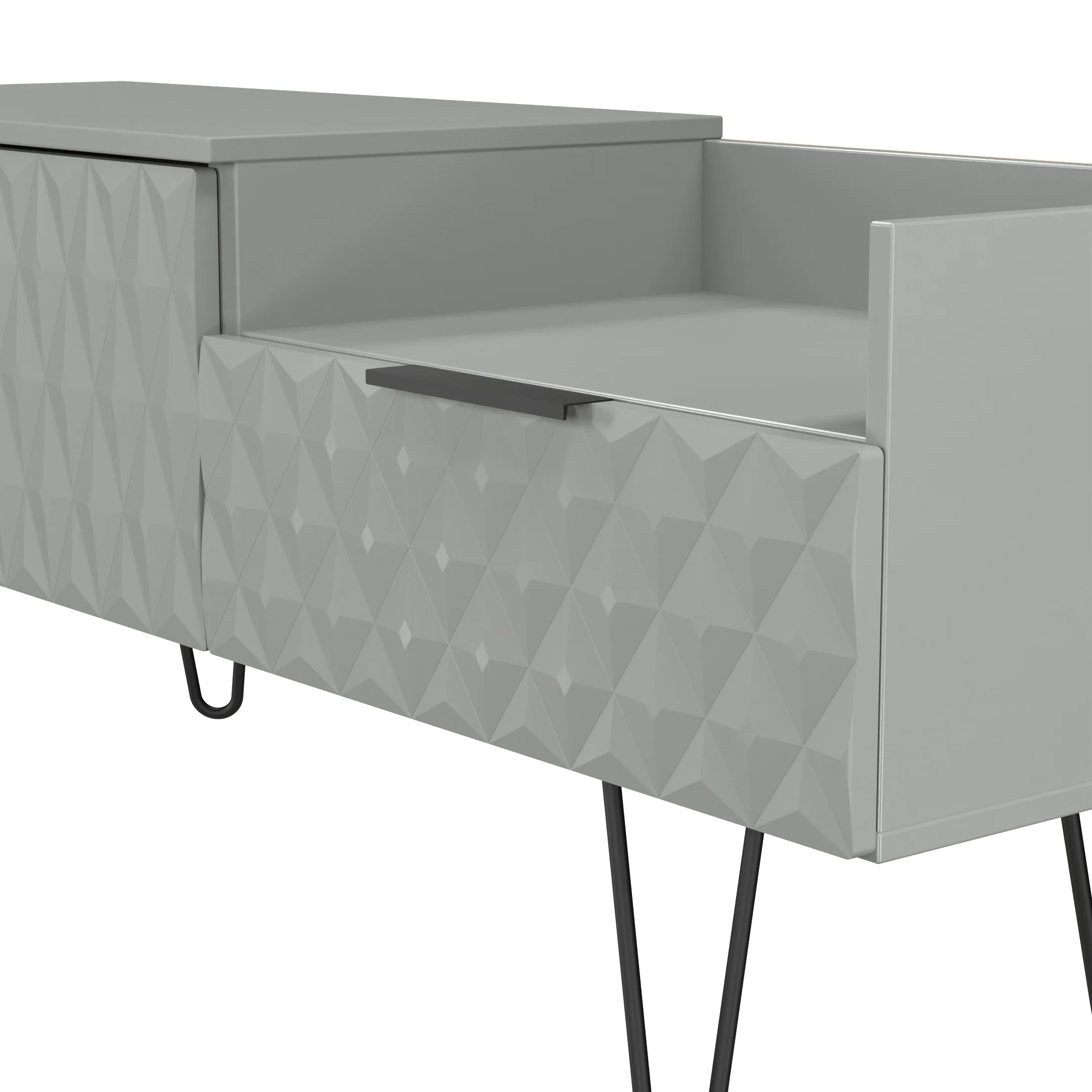 Harlequin 2 Drawer Coffee TV Unit in Dusk Grey - Ready Assembled - Image 5