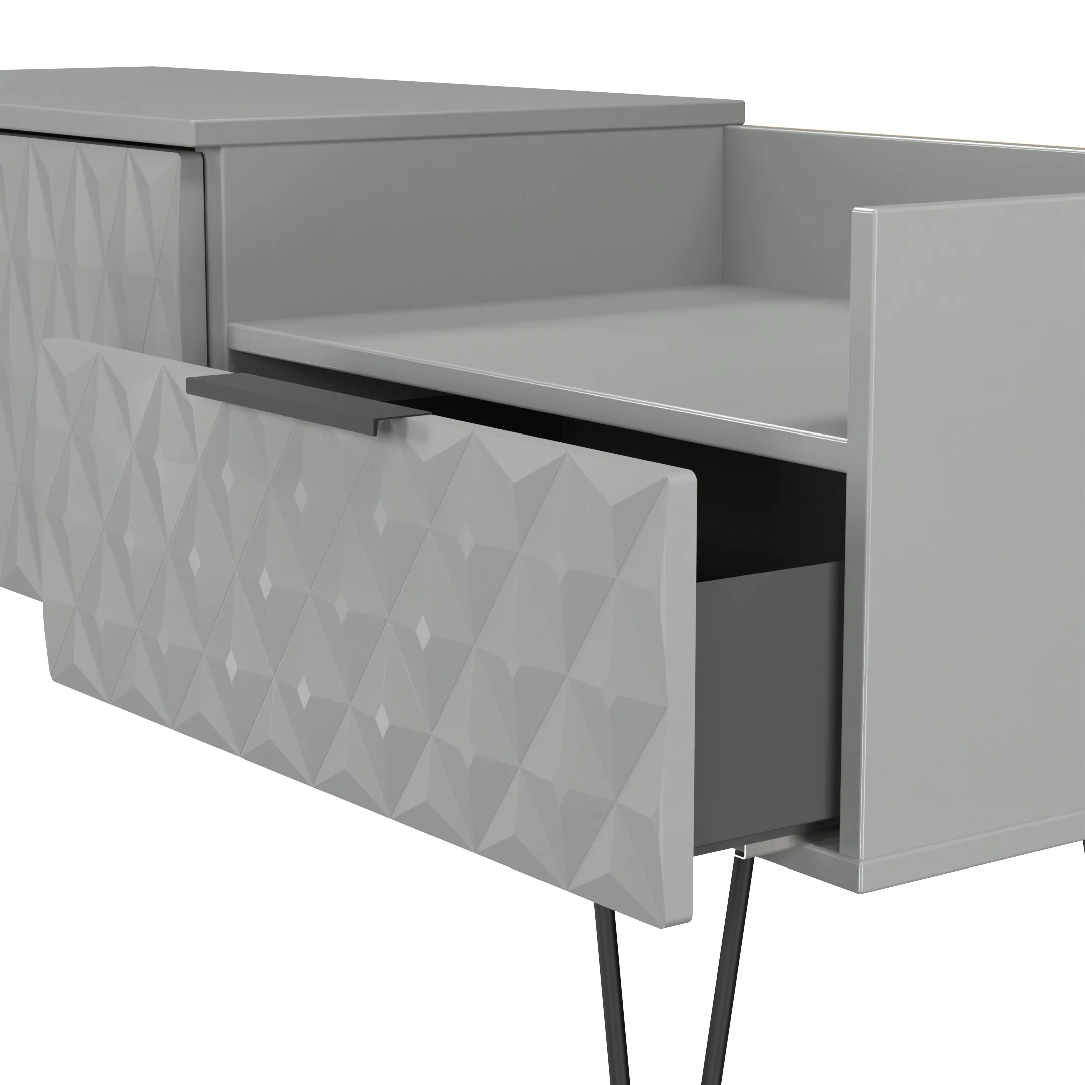 Harlequin 2 Drawer Coffee TV Unit in Dusk Grey - Ready Assembled - Image 6