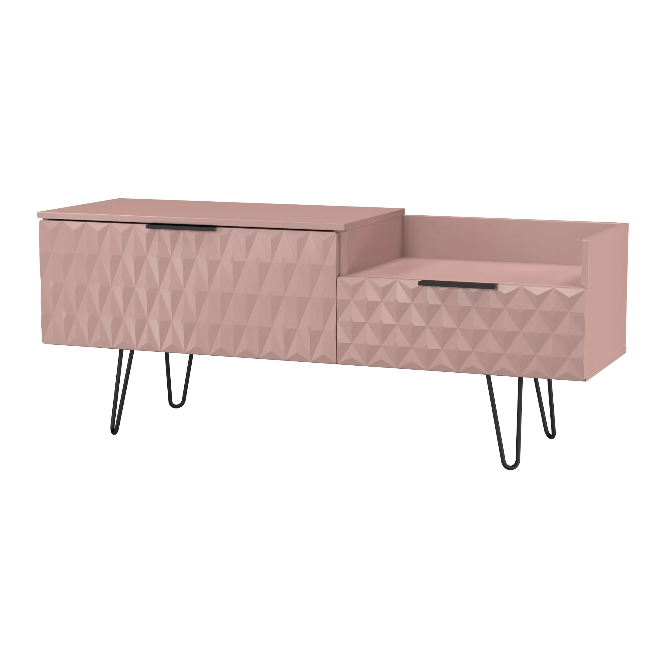 Harlequin 2 Drawer Coffee TV Unit in Kobe Pink - Ready Assembled - Image 4