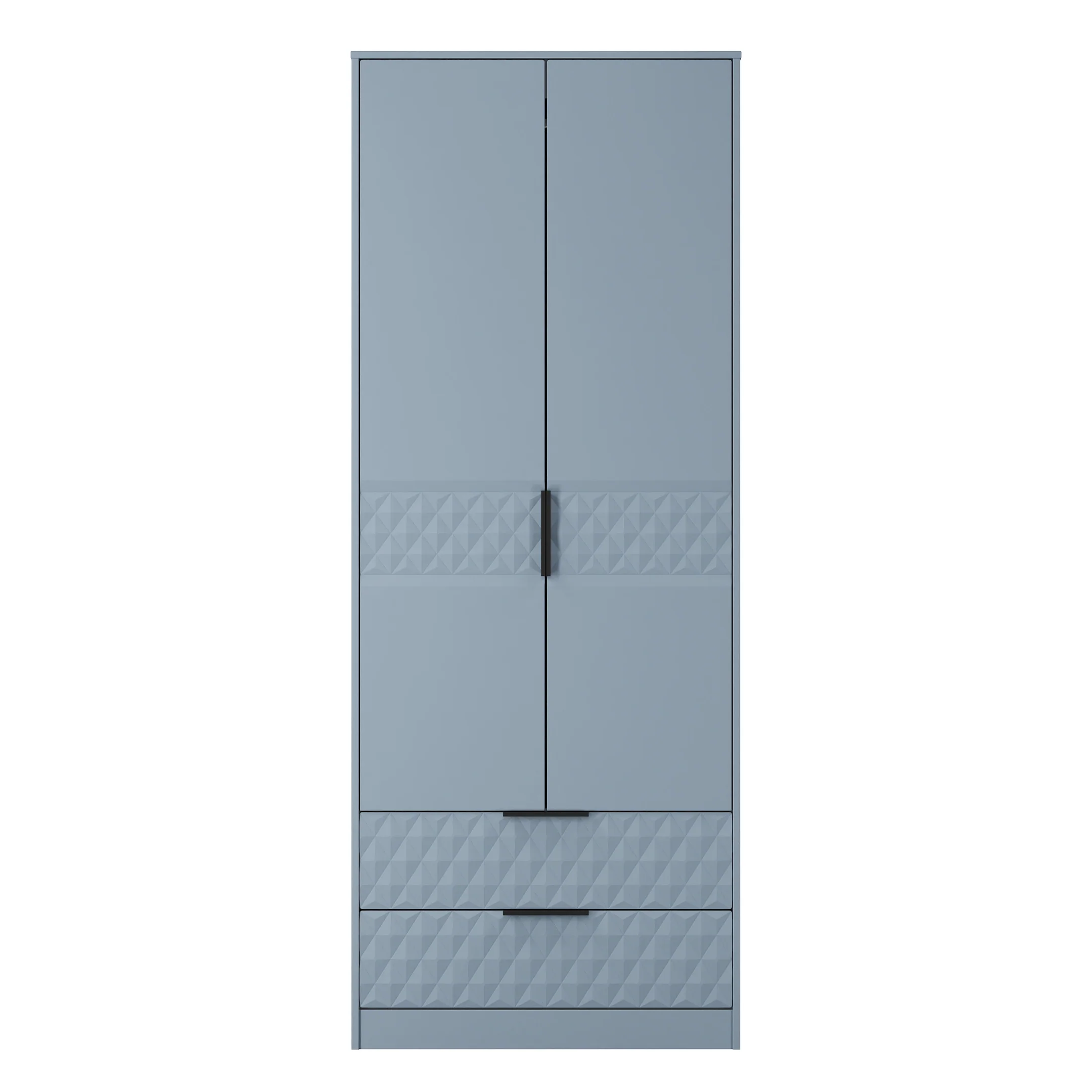 Harlequin 2 Drawer Double Wardrobe in Denim Blue - Ready Assembled - Image 2