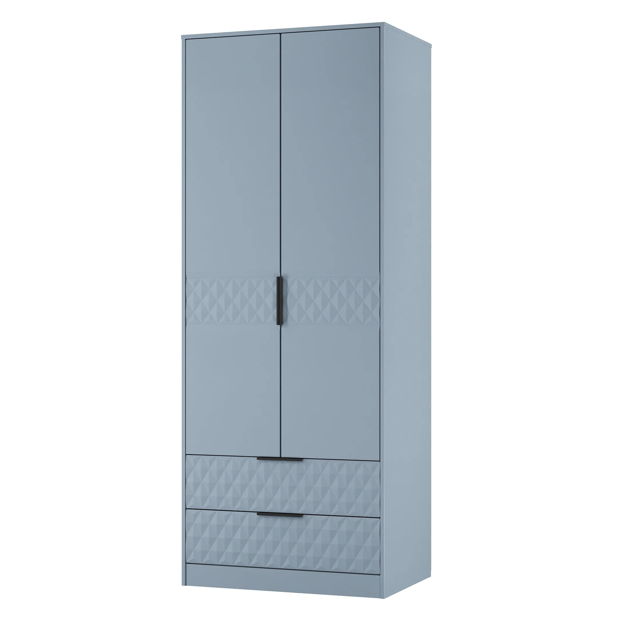 Harlequin 2 Drawer Double Wardrobe in Denim Blue - Ready Assembled - Image 4