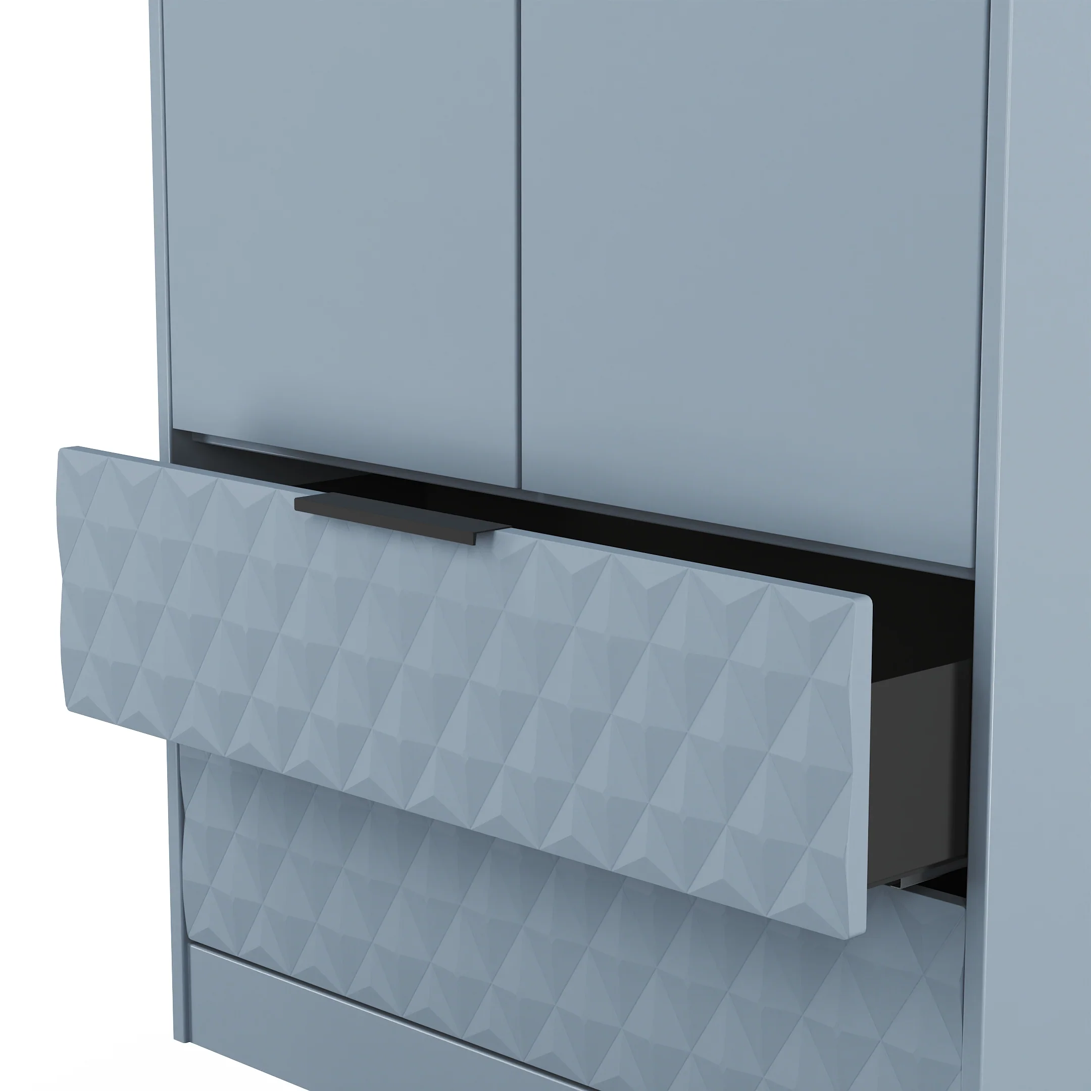 Harlequin 2 Drawer Double Wardrobe in Denim Blue - Ready Assembled - Image 7