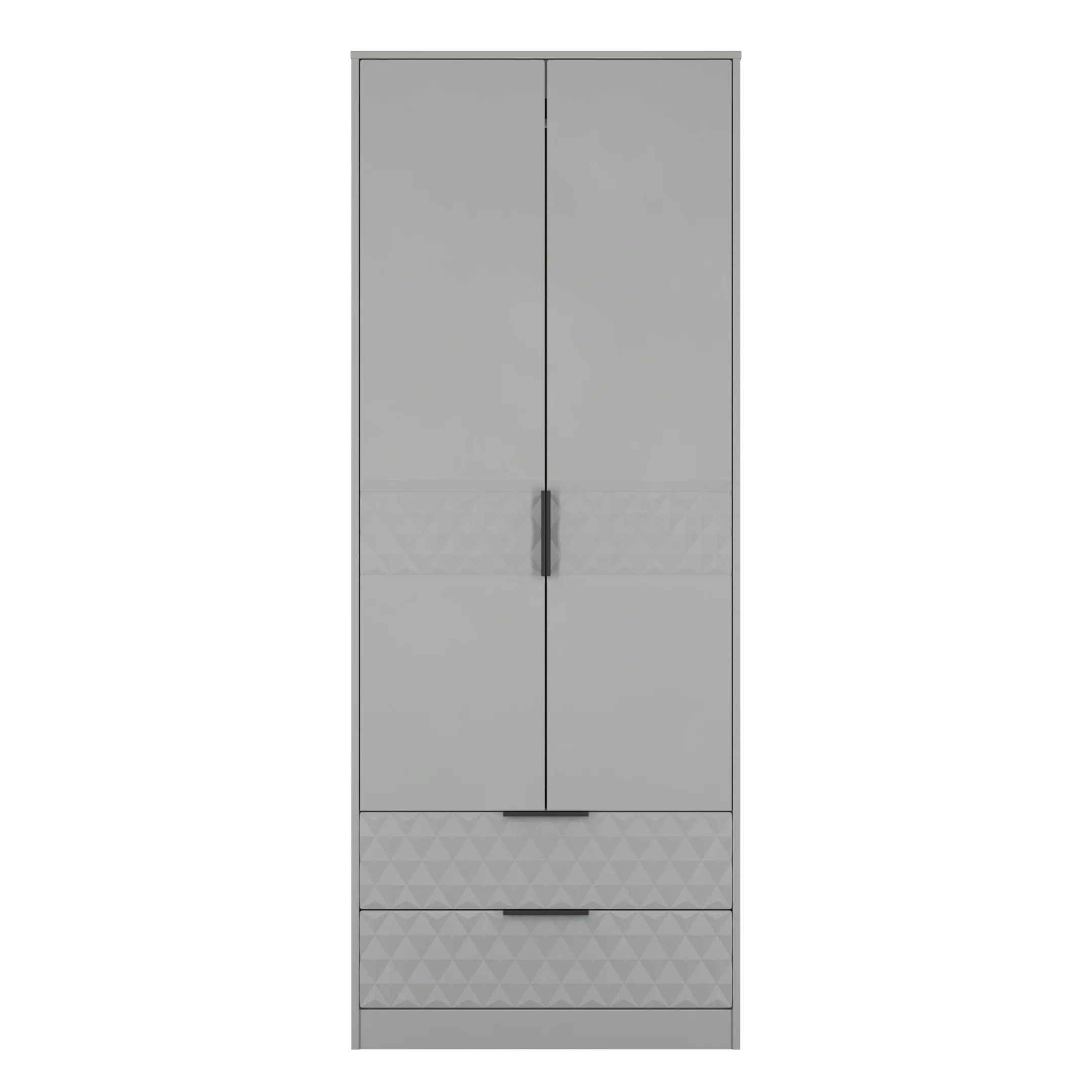 Harlequin 2 Drawer Double Wardrobe in Dusk Grey - Ready Assembled - Image 2