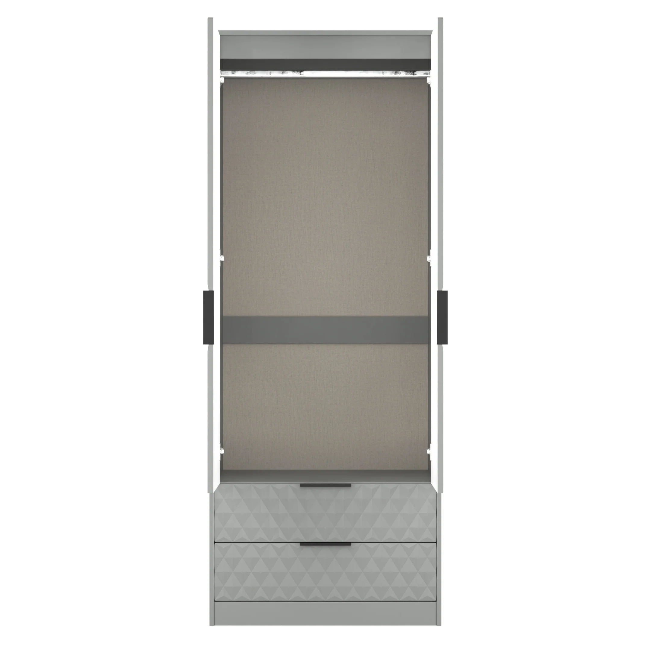 Harlequin 2 Drawer Double Wardrobe in Dusk Grey - Ready Assembled - Image 8