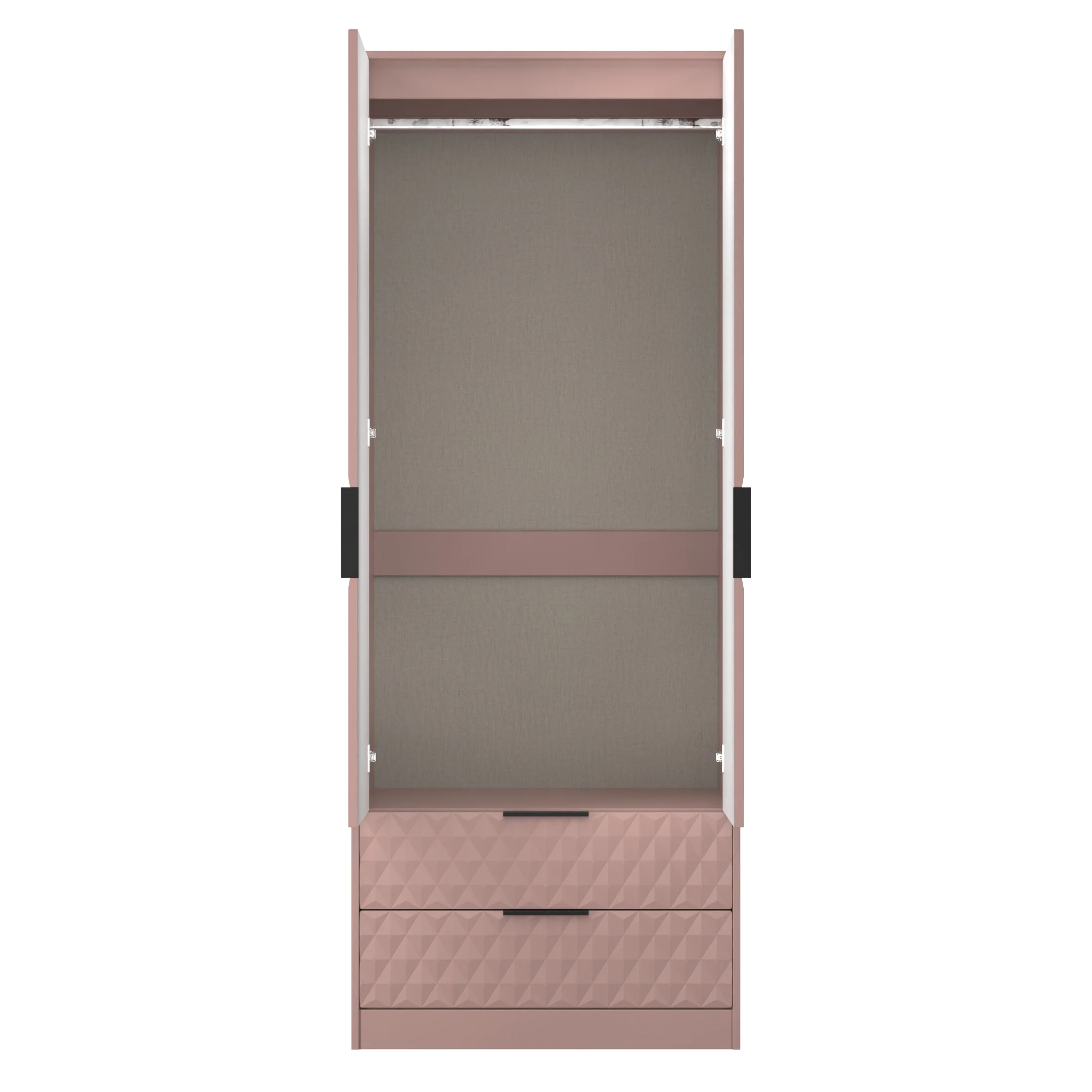 Harlequin 2 Drawer Double Wardrobe in Kobe Pink - Ready Assembled - Image 8