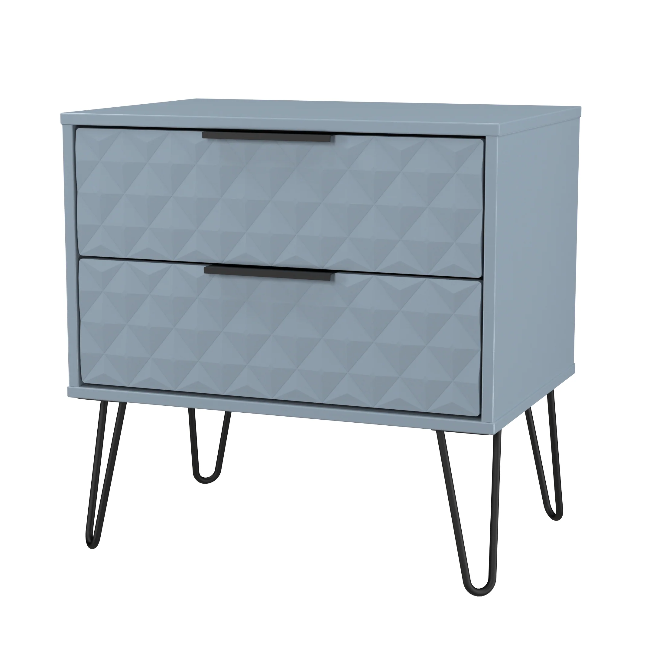 Harlequin 2 Drawer Side Table in Denim Blue - Ready Assembled - Image 4