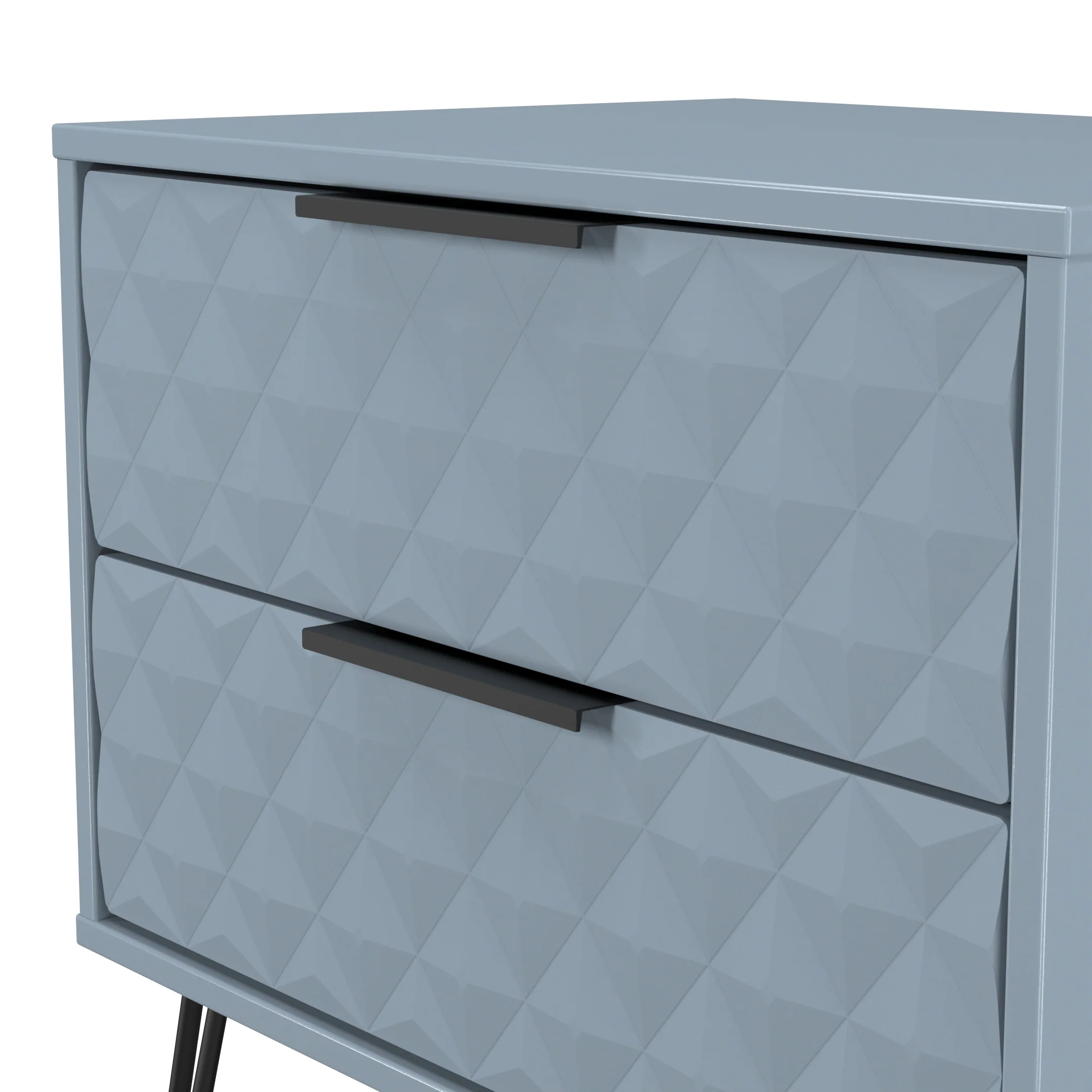 Harlequin 2 Drawer Side Table in Denim Blue - Ready Assembled - Image 5