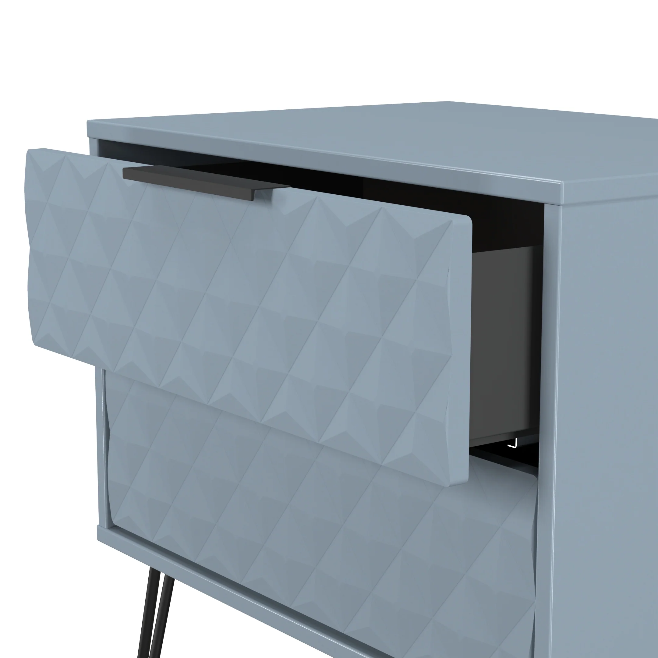 Harlequin 2 Drawer Side Table in Denim Blue - Ready Assembled - Image 6