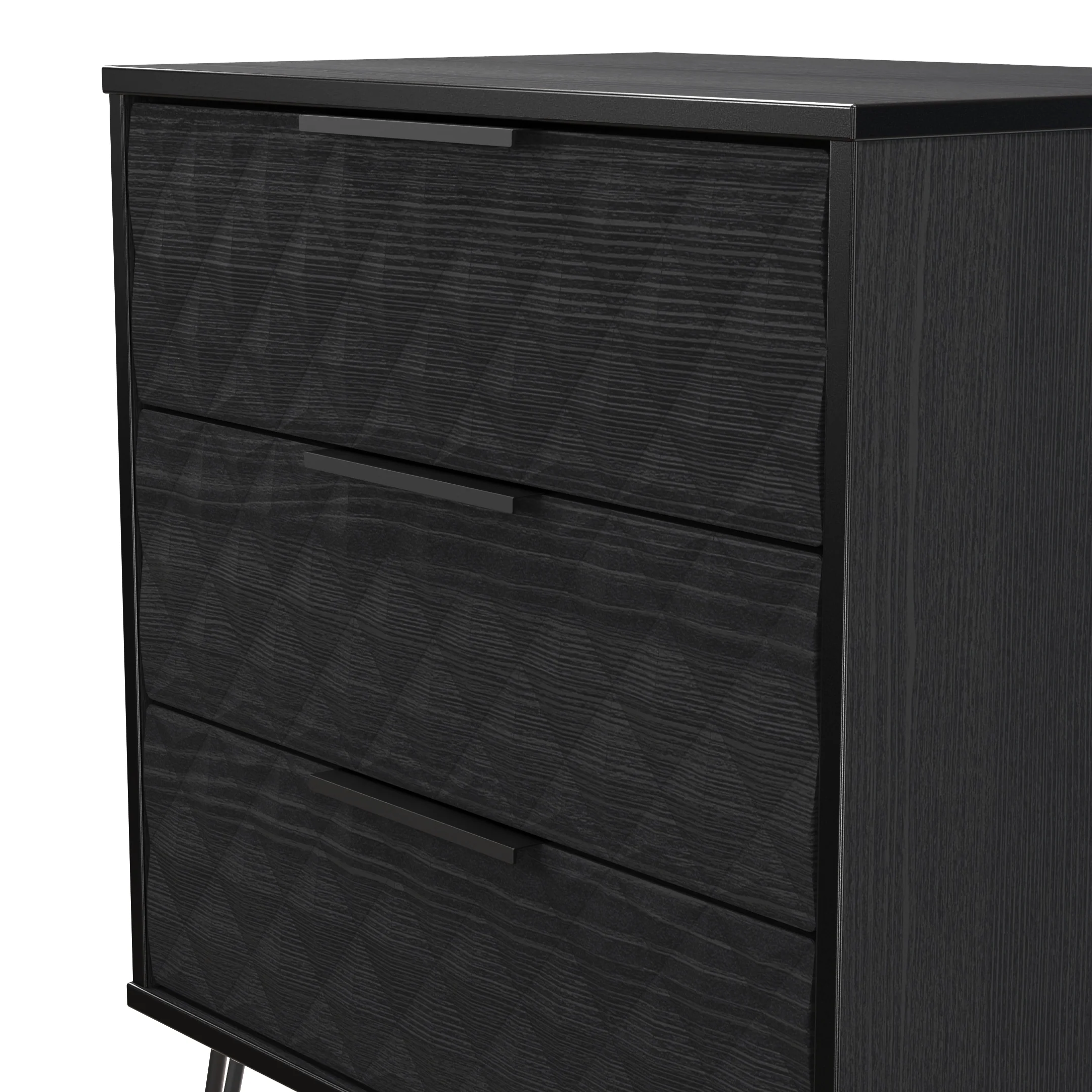 Harlequin 3 Drawer Chest in Black Ash - Ready Assembled - Image 4