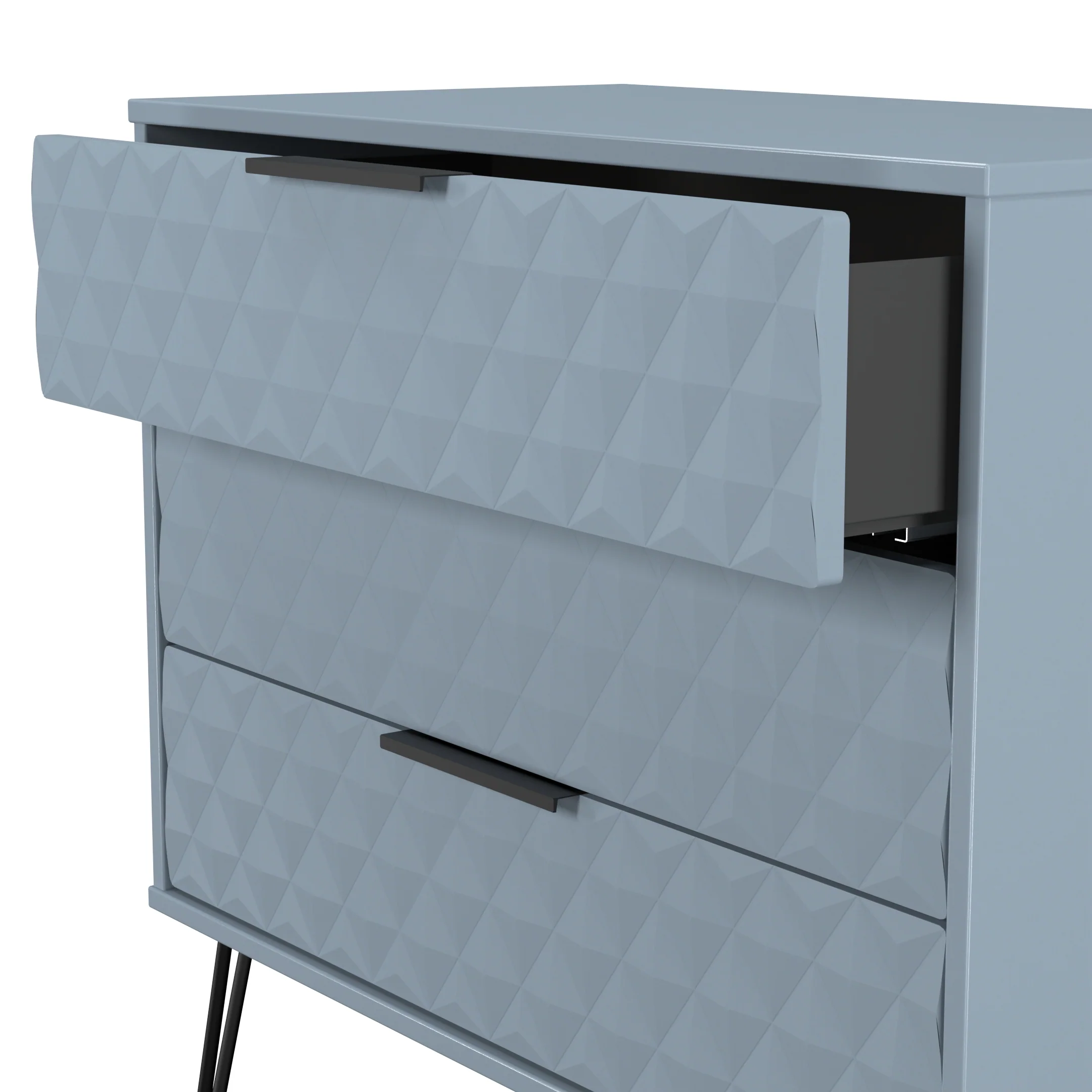 Harlequin 3 Drawer Chest in Denim Blue - Ready Assembled - Image 6