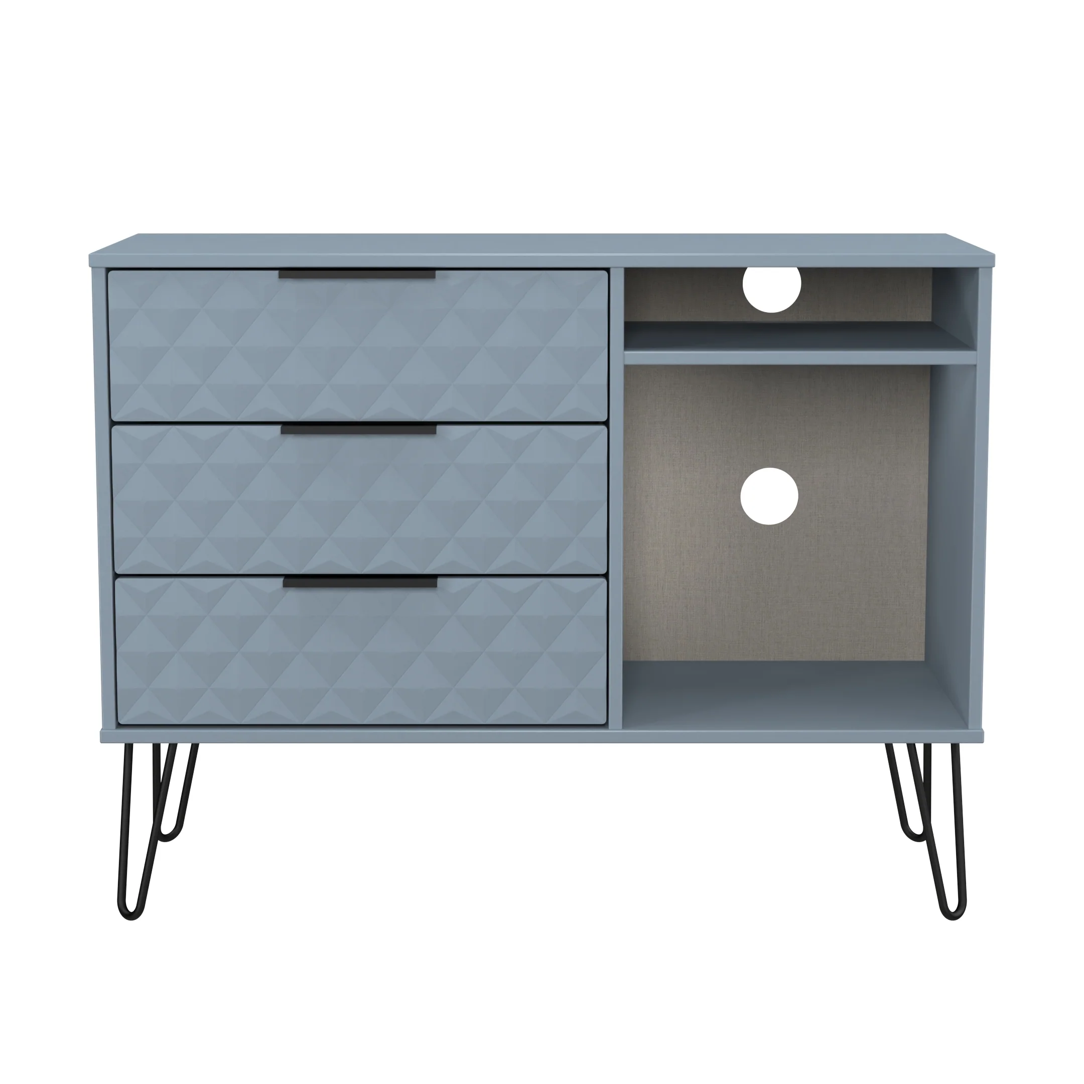 Harlequin 3 Drawer TV Unit in Denim Blue - Ready Assembled - Image 2