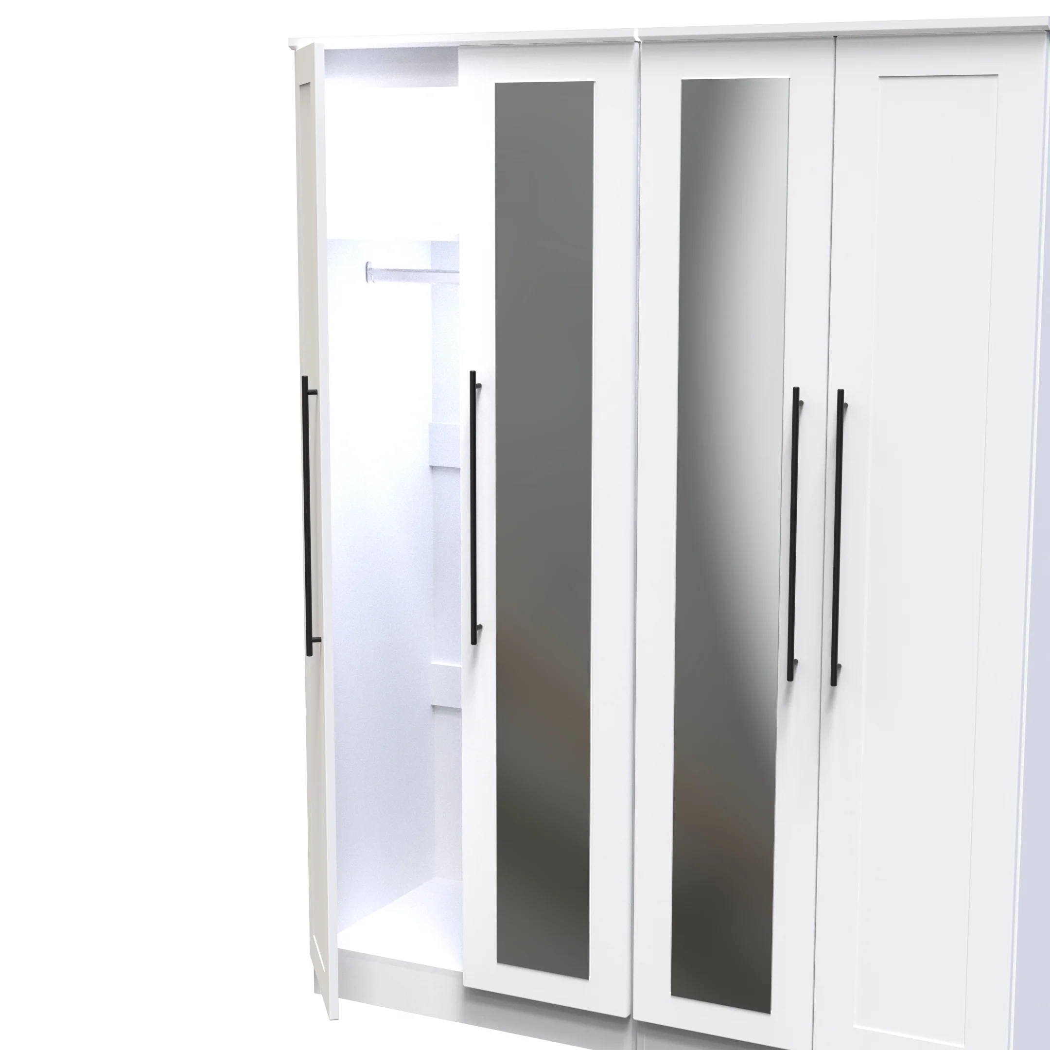 Harrow Ready Assembled Tall 4 Door 2 Centre Mirrors in White Ash - Image 6