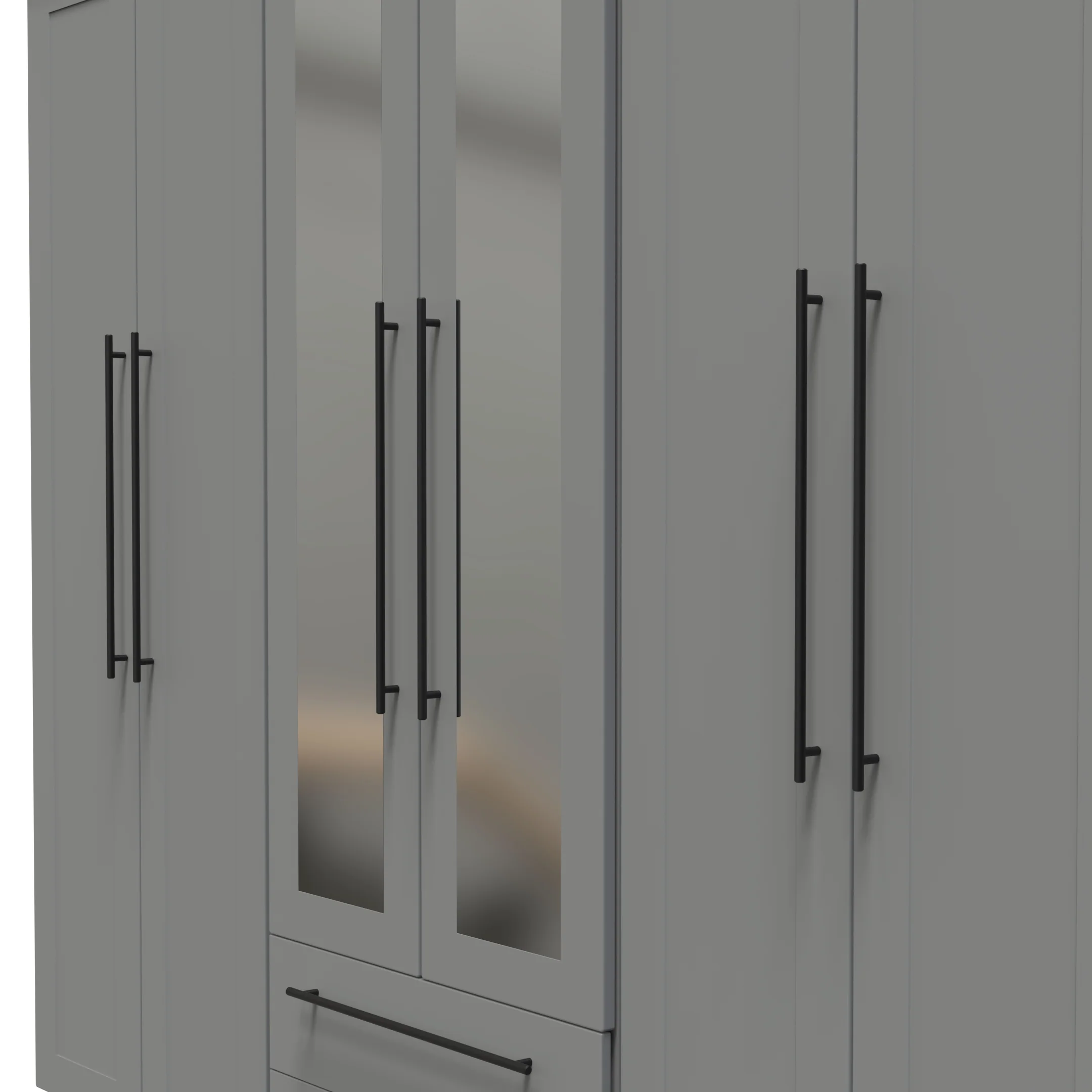 Harrow Ready Assembled Tall 6 Door 2 Drawer 2 Mirror Wardrobe in Dusk Grey - Image 4