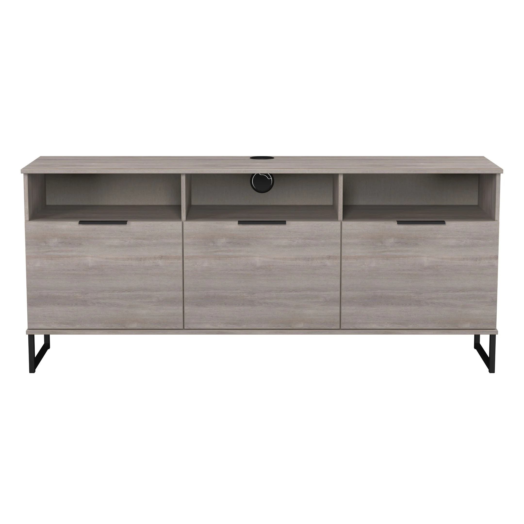 Havana Multi-Media Large TV Unit With 3 Drop Doors In Grey Oak - Image 2