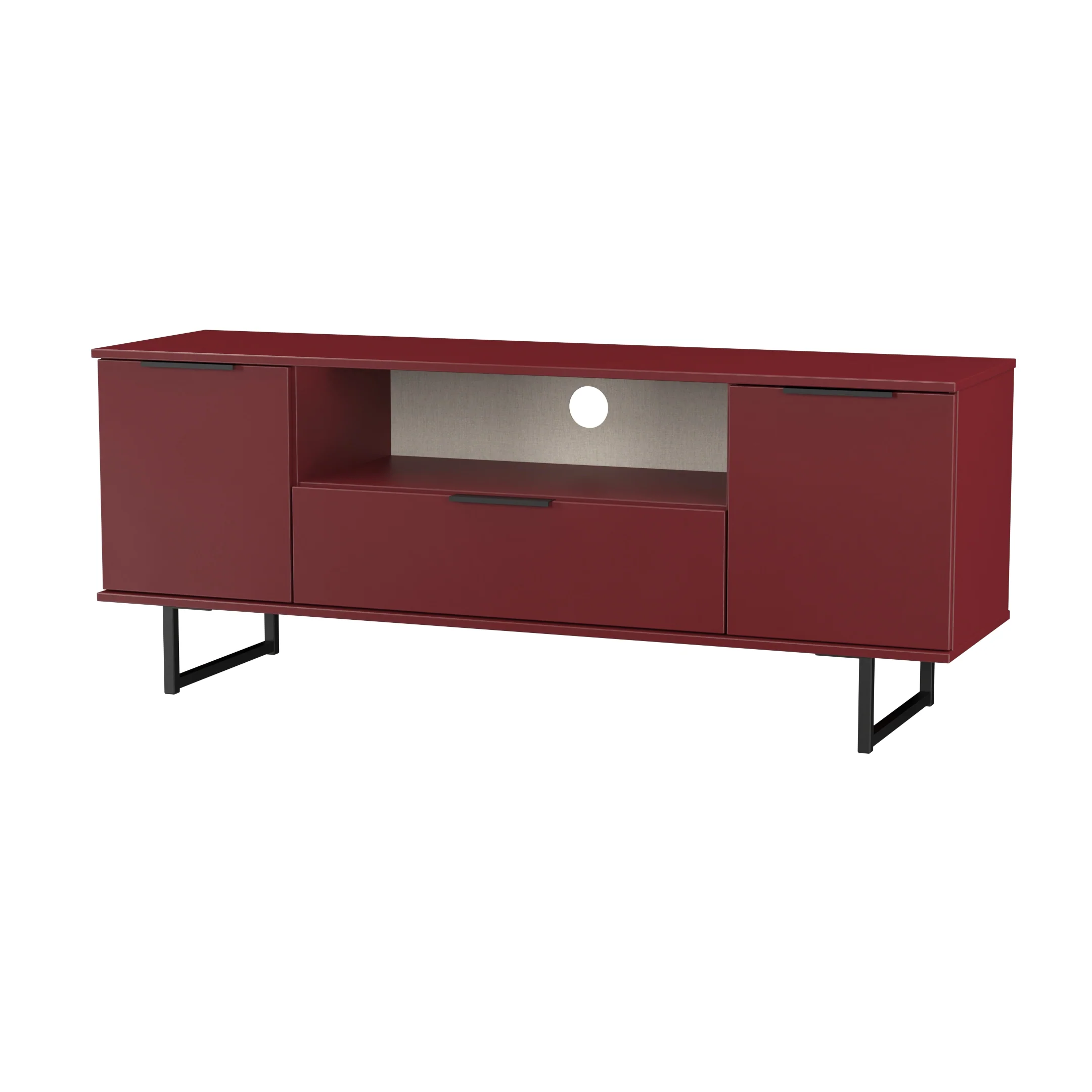 Havana Ready Assembled 2 Door 1 Drawer Wide TV Unit in Red Matt - Image 4
