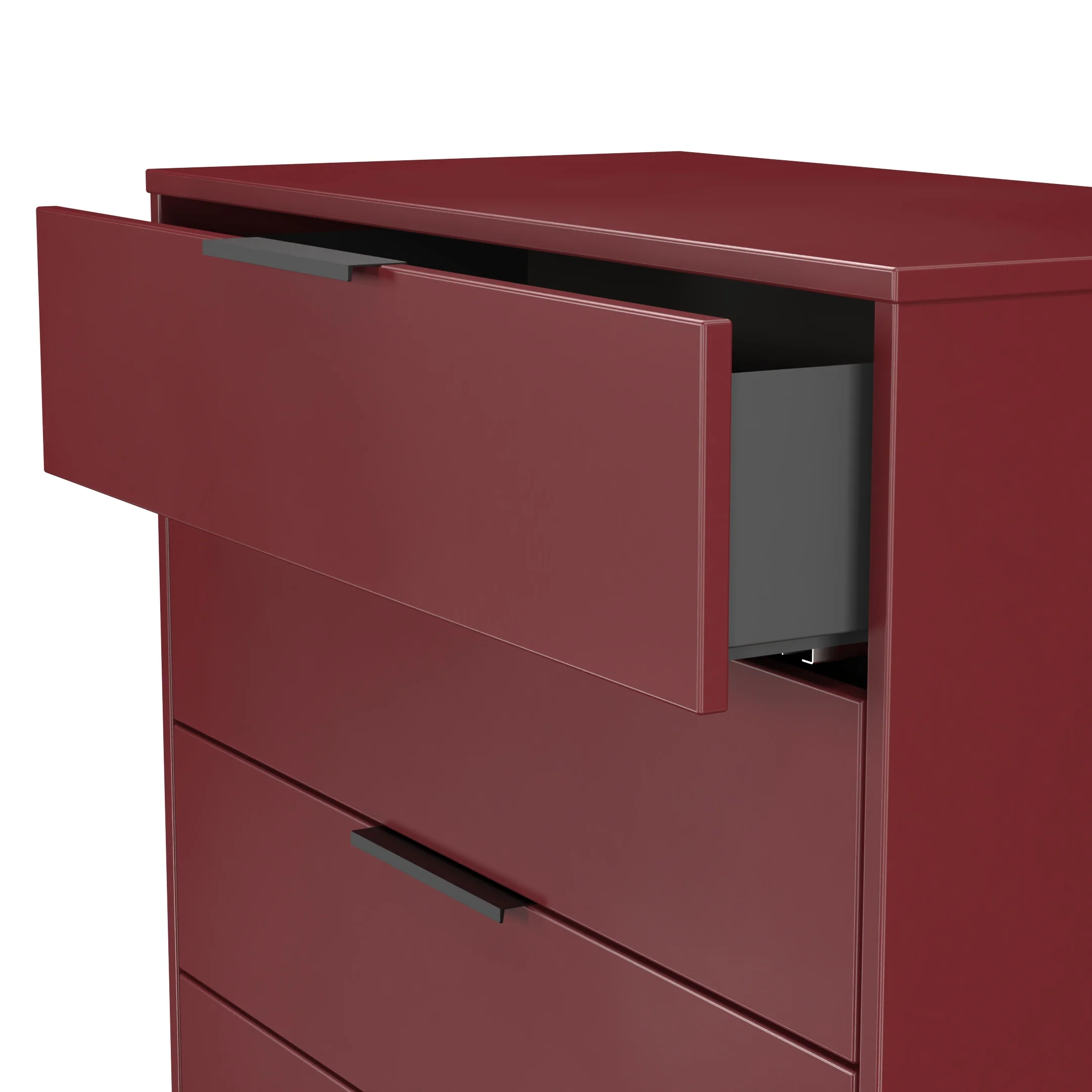 Havana Ready Assembled 5 Drawer Chest in Red Matt - Image 6
