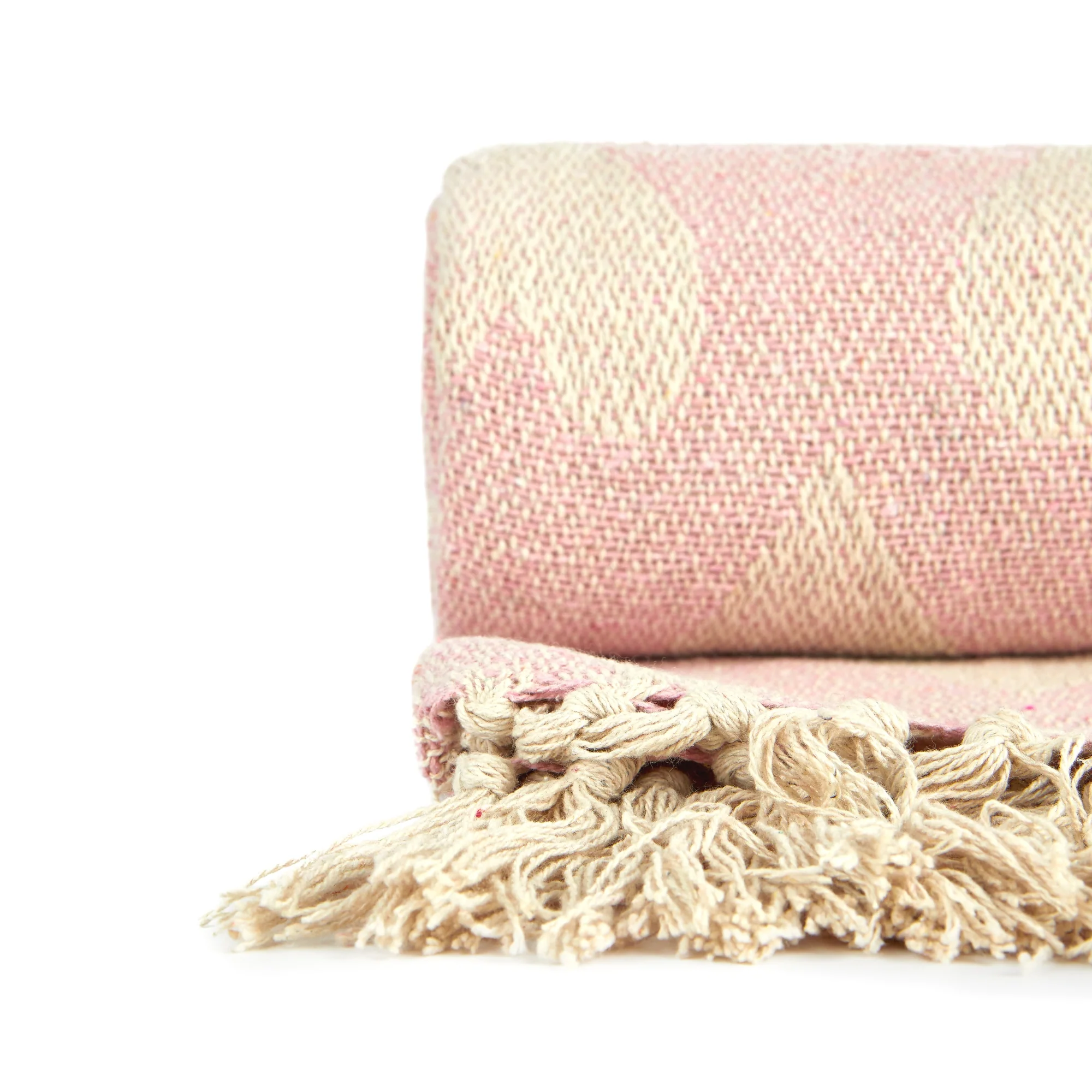 Heart - Recycled Cotton Throw With Heart Design in Blush Pink (50" x 60")