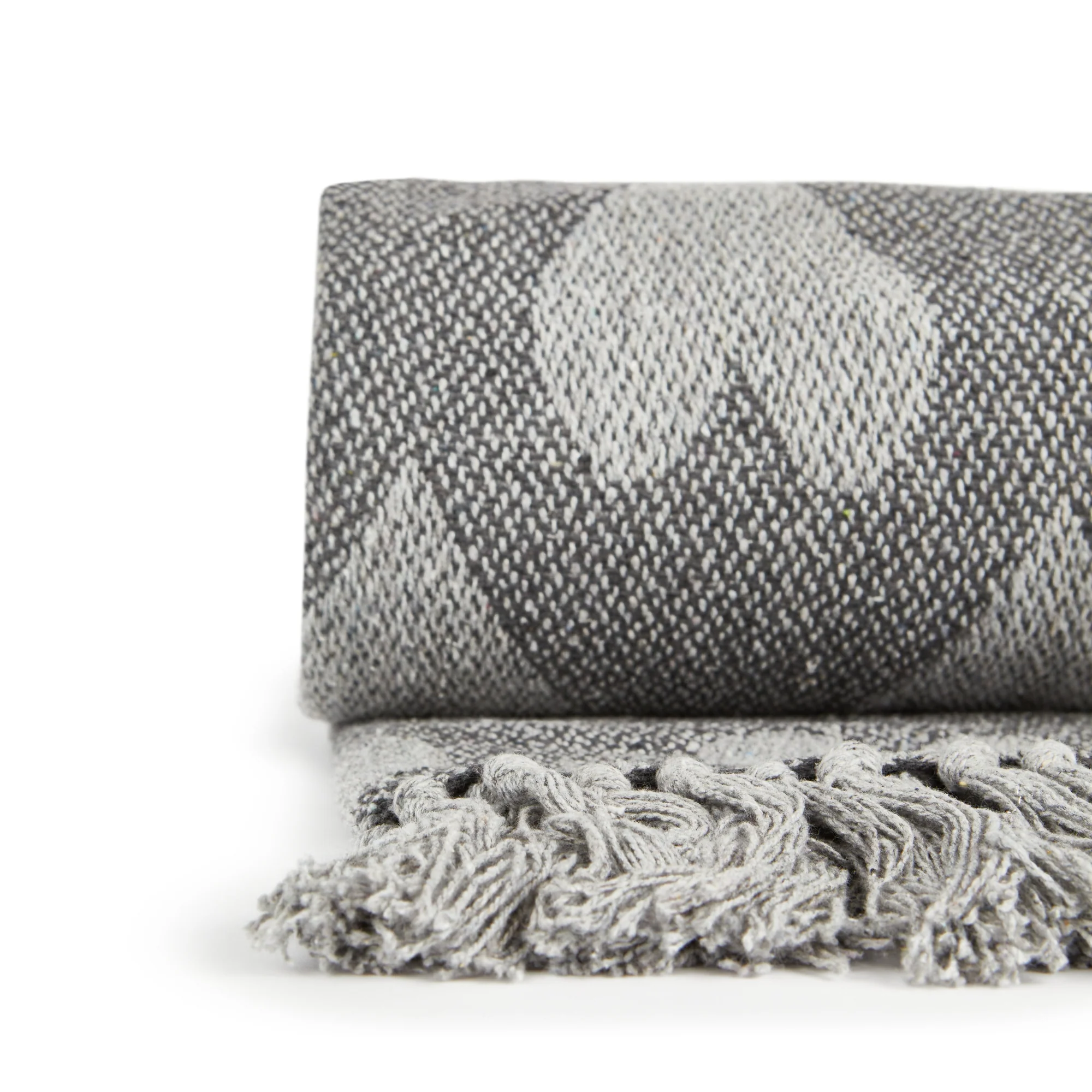 Heart - Recycled Cotton Throw With Heart Design In Grey (90" x 100")