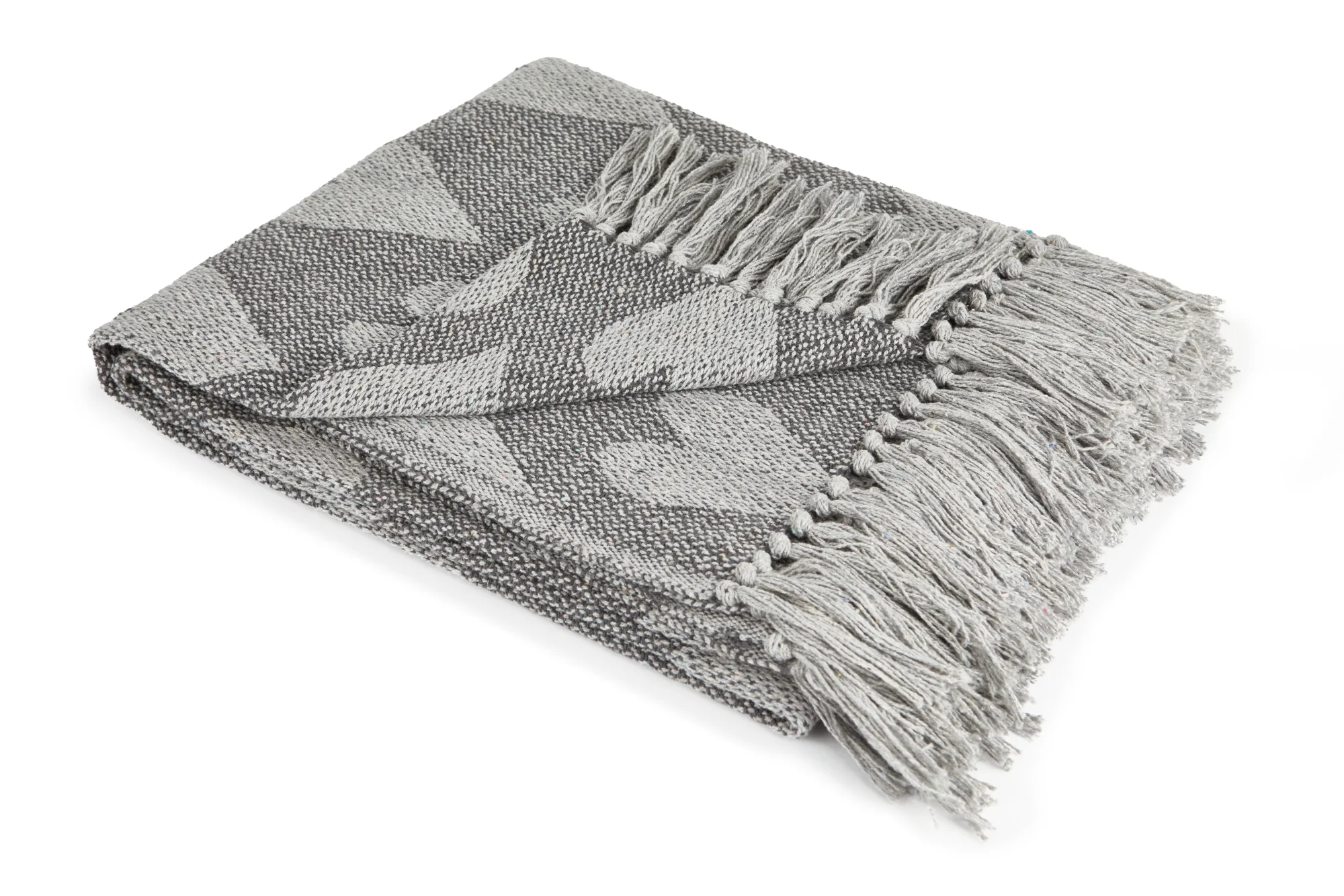 Heart - Recycled Cotton Throw With Heart Design In Grey (90" x 100") - Image 2