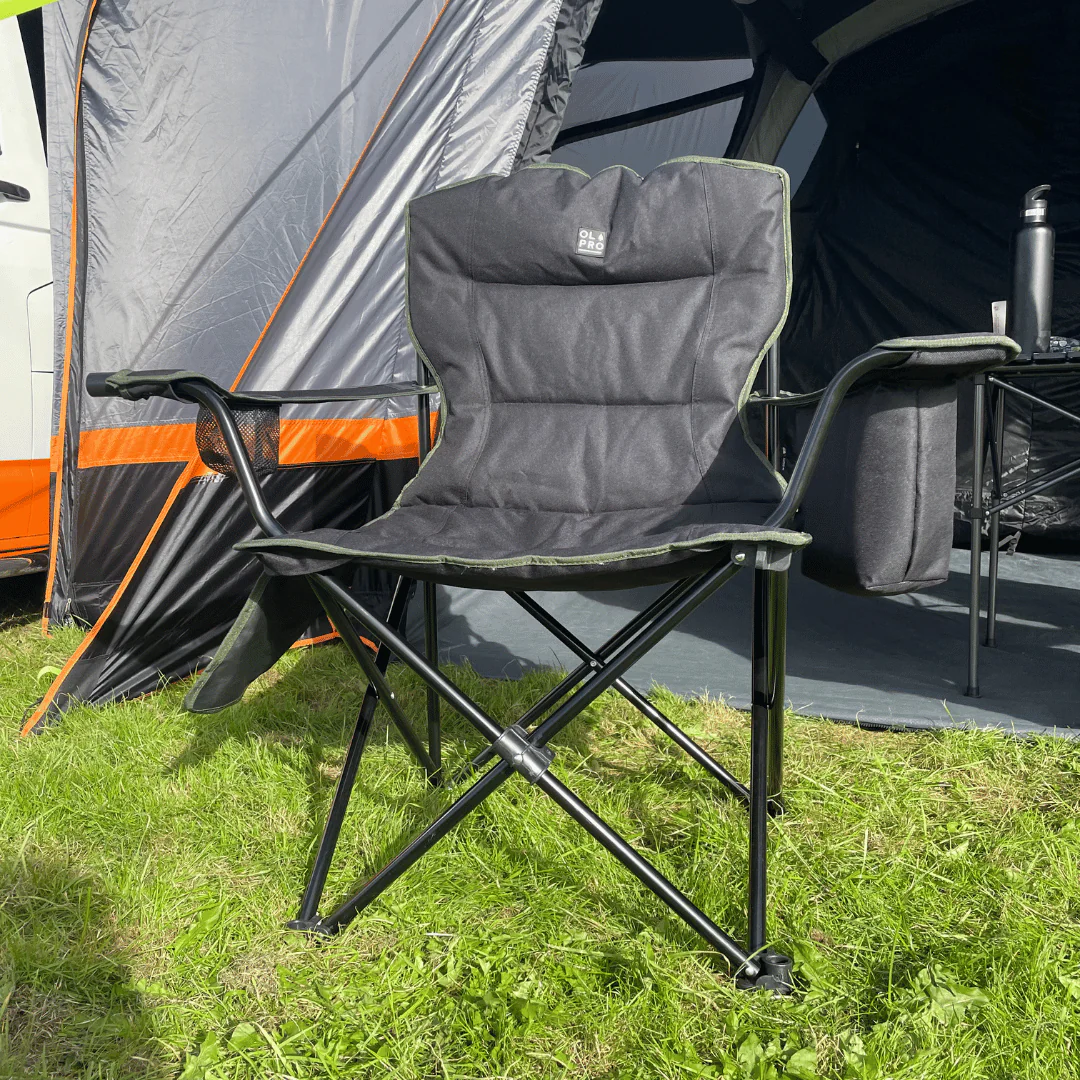Henwick Padded Folding Camp Chair Black & Green - Image 3