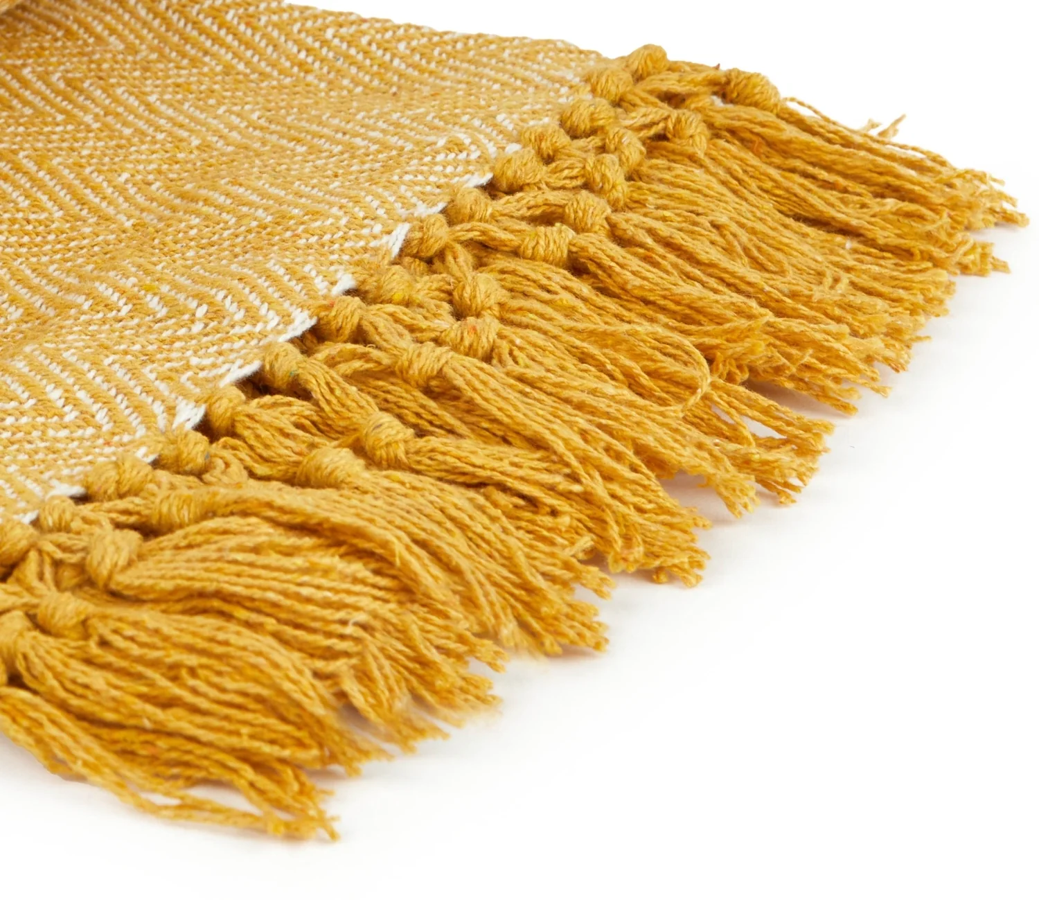 Herringbone - Recycled Cotton Throw In Ochre (50x60") - Image 2