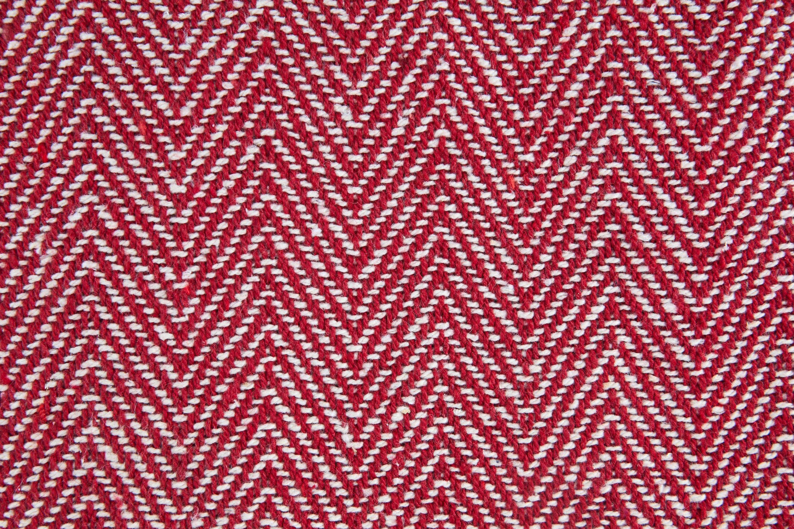Herringbone - Recycled Cotton Throw In Red (90x100") - Image 2