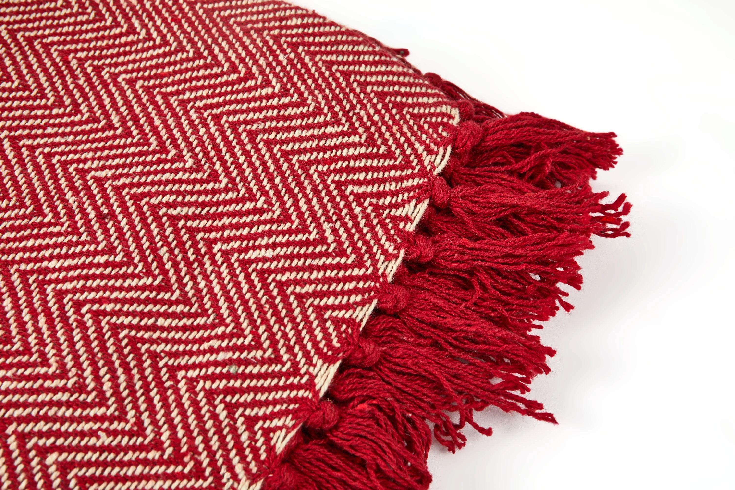Herringbone - Recycled Cotton Throw In Red (90x100") - Image 5