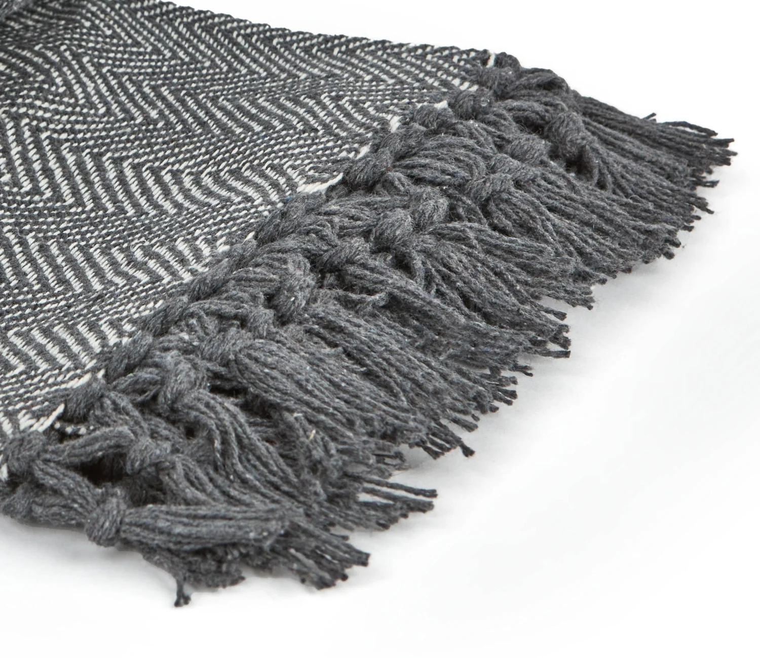 Herringbone - Recycled Cotton Throw In Silver (70x100") - Image 2
