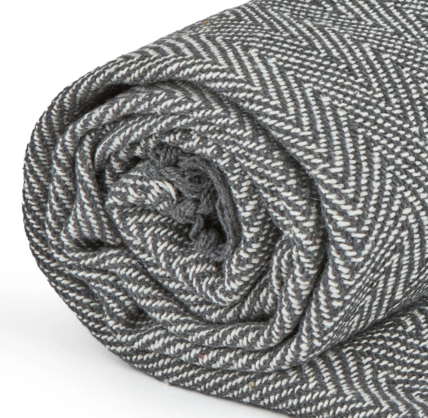 Herringbone - Recycled Cotton Throw In Silver (70x100") - Image 3