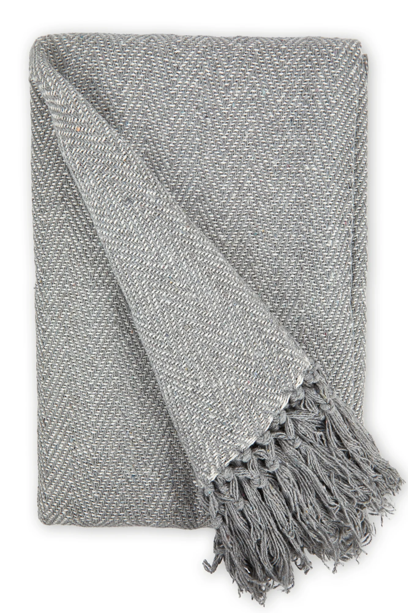 Herringbone - Recycled Cotton Throw In Silver (70x100") - Image 4