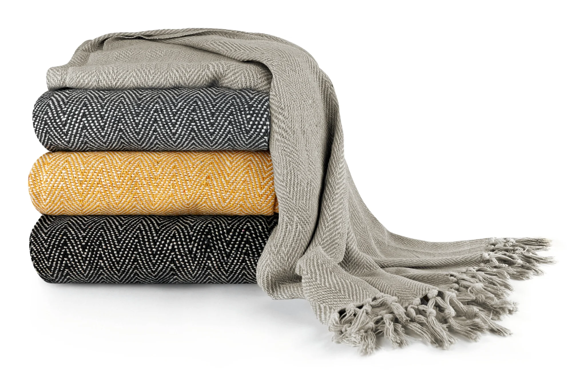 Herringbone - Recycled Cotton Throw In Silver (70x100") - Image 9